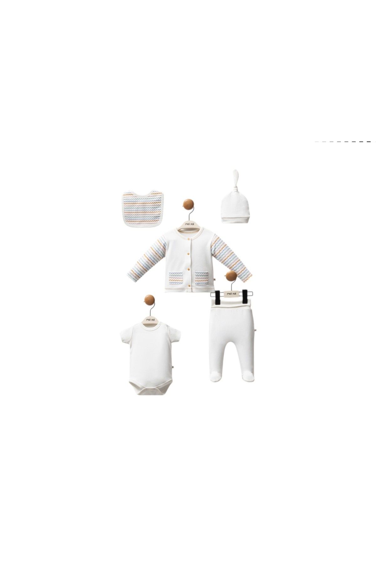 Şanbebe 426440 5 PARÇA ZİGZAGLI YENİDOĞAN HASTANE ÇIKIŞ SET