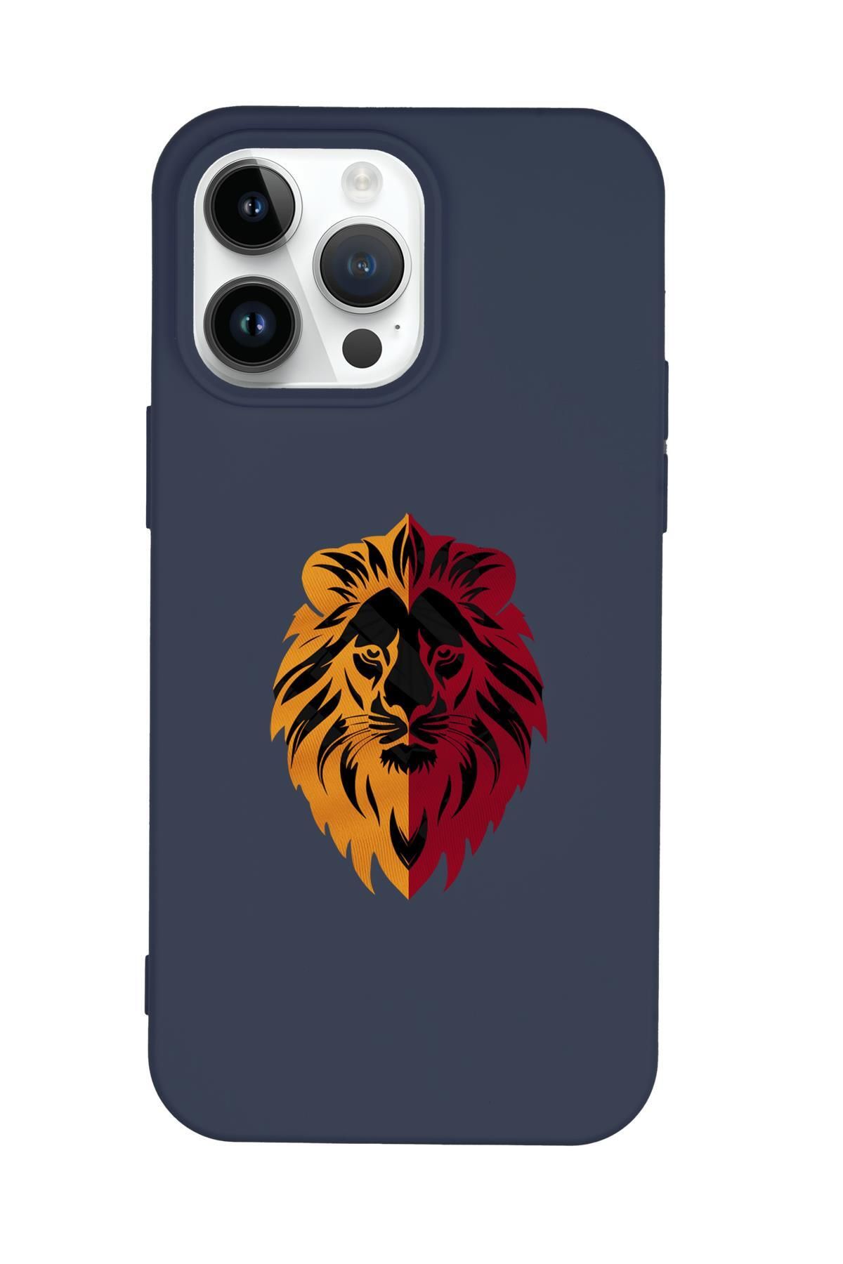 mooodcase iPhone 14 Pro Uyumlu Sarı Kırmızı Aslan Desenli Premium Silikonlu Telefon Kılıfı