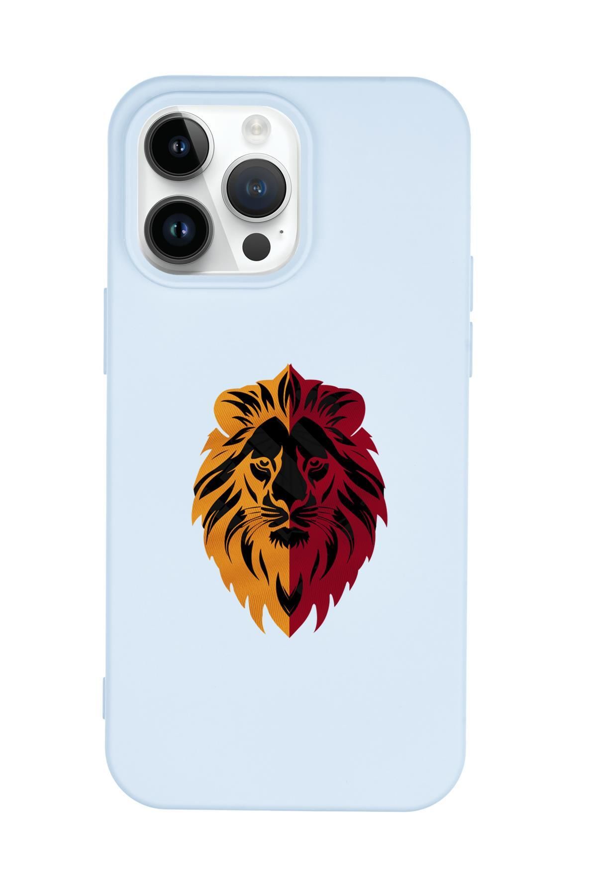 mooodcase iPhone 14 Pro Max Uyumlu Sarı Kırmızı Aslan Desenli Premium Silikonlu Telefon Kılıfı