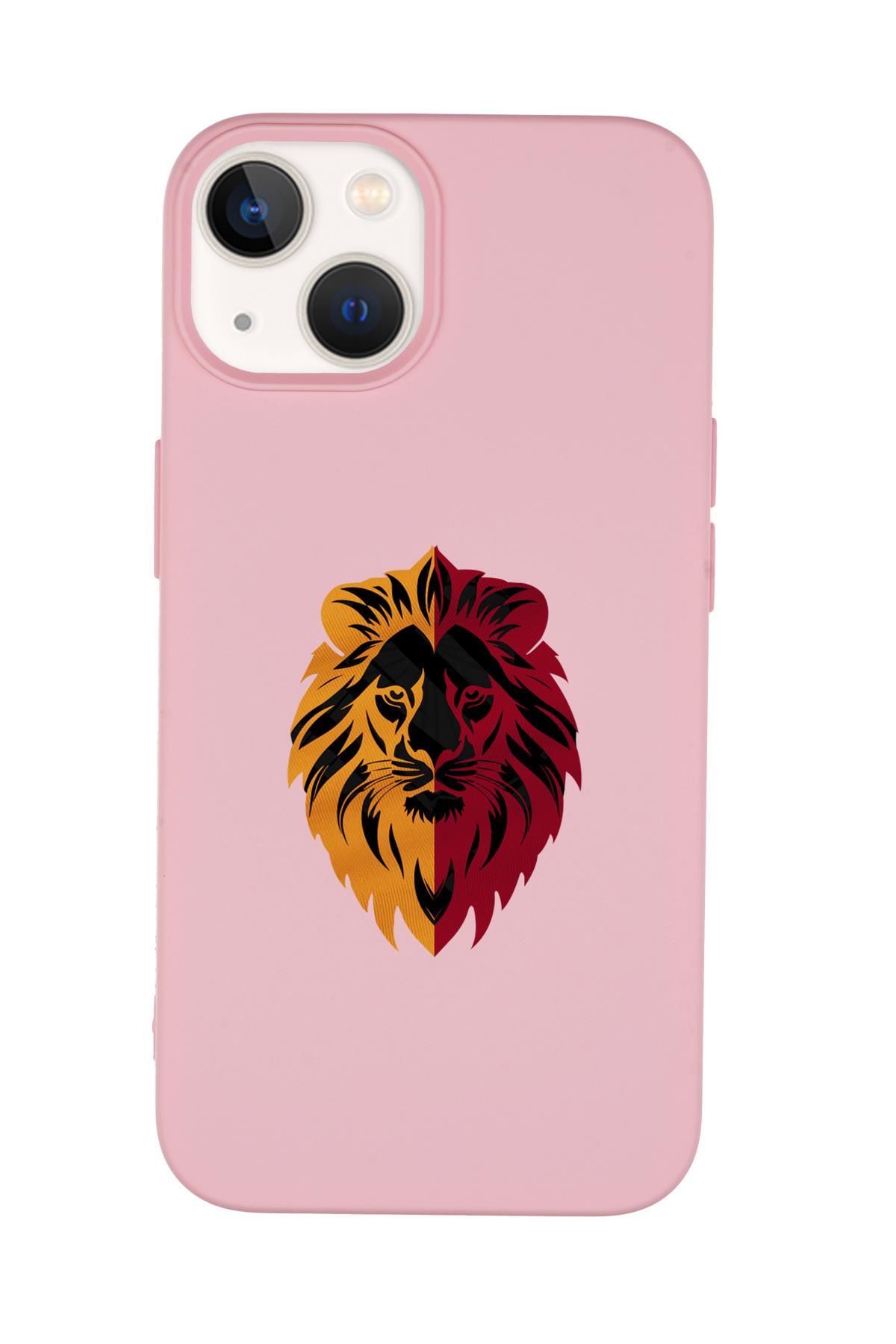 mooodcase iPhone 14 Uyumlu Sarı Kırmızı Aslan Desenli Premium Silikonlu Telefon Kılıfı