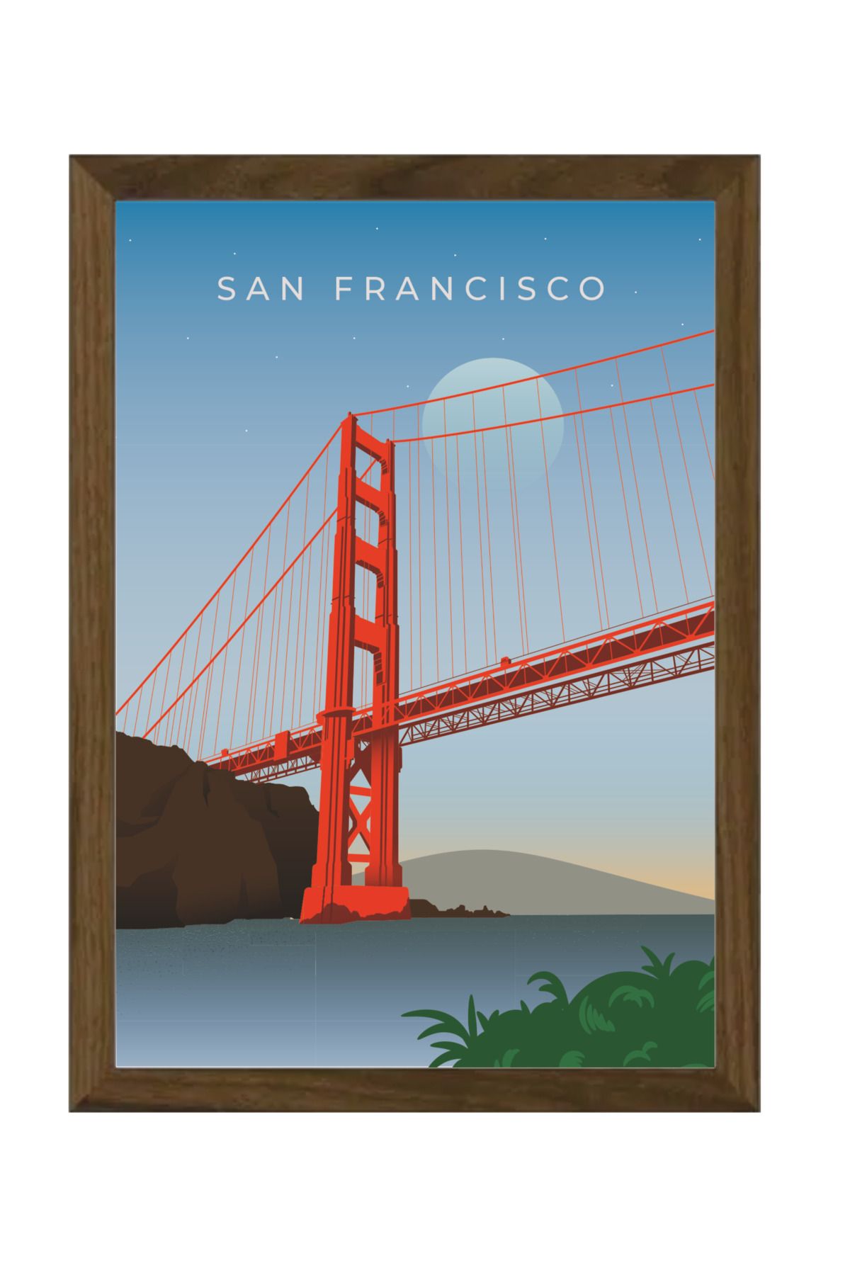 Erdizayn 30x42 cm San Francisco İtalya, Poster Çerçeveli Tablo Dijital Tasarımlı Dekoratif Hediyelik
