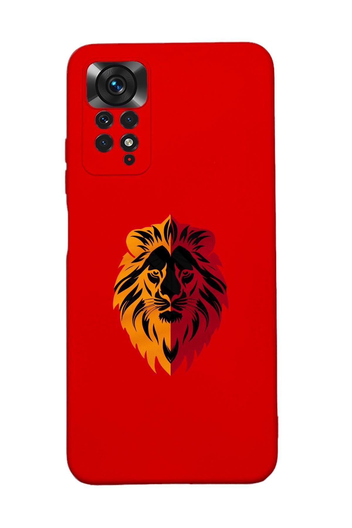 mooodcase Xiaomi Redmi Note 12 Pro Uyumlu Uyumlu Sarı Kırmızı Aslan Desenli Premium Silikonlu Lansman Telefon
