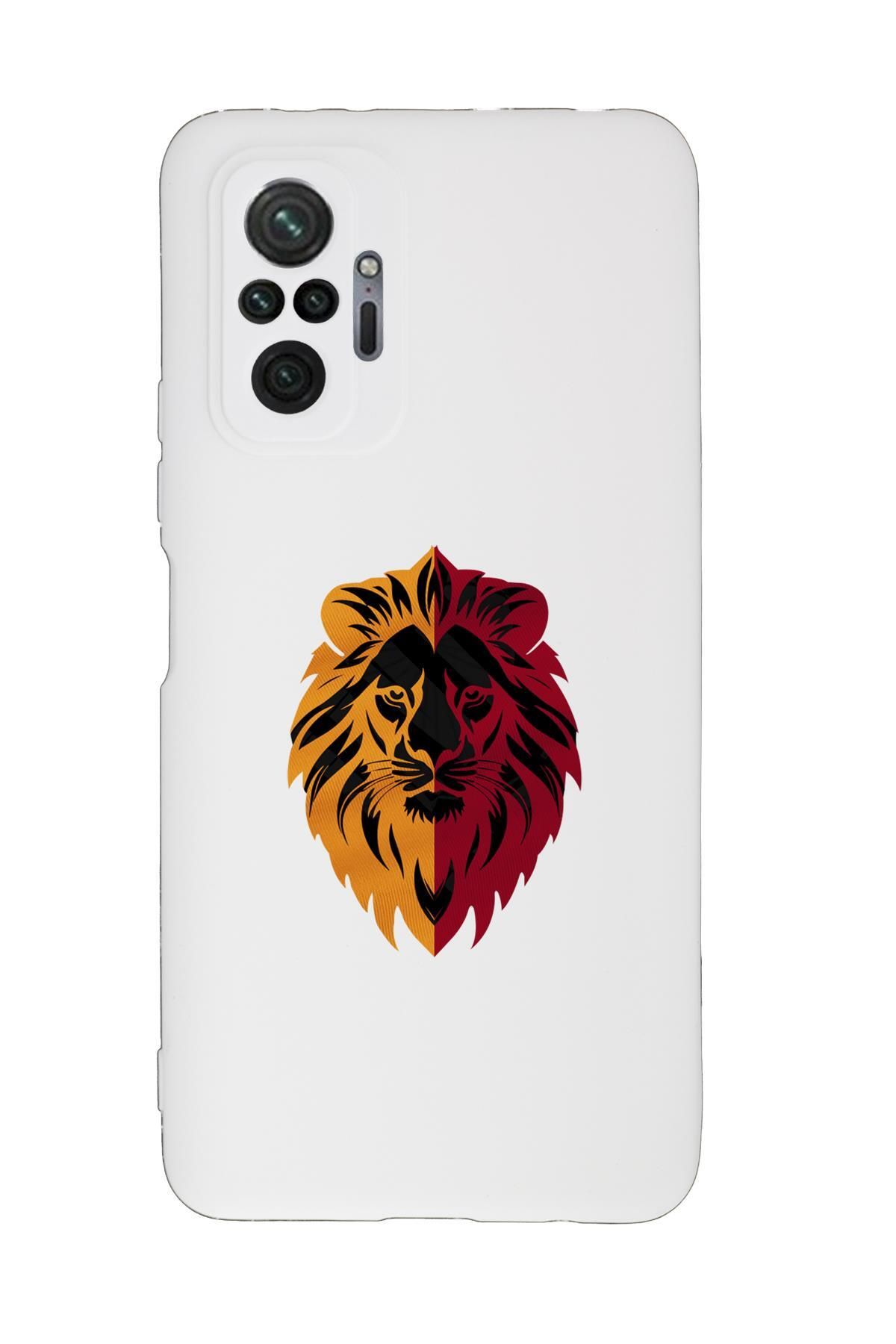 mooodcase Xiaomi Redmi Note 10 Pro Uyumlu Sarı Kırmızı Aslan Desenli Premium Silikonlu Telefon Kılıfı