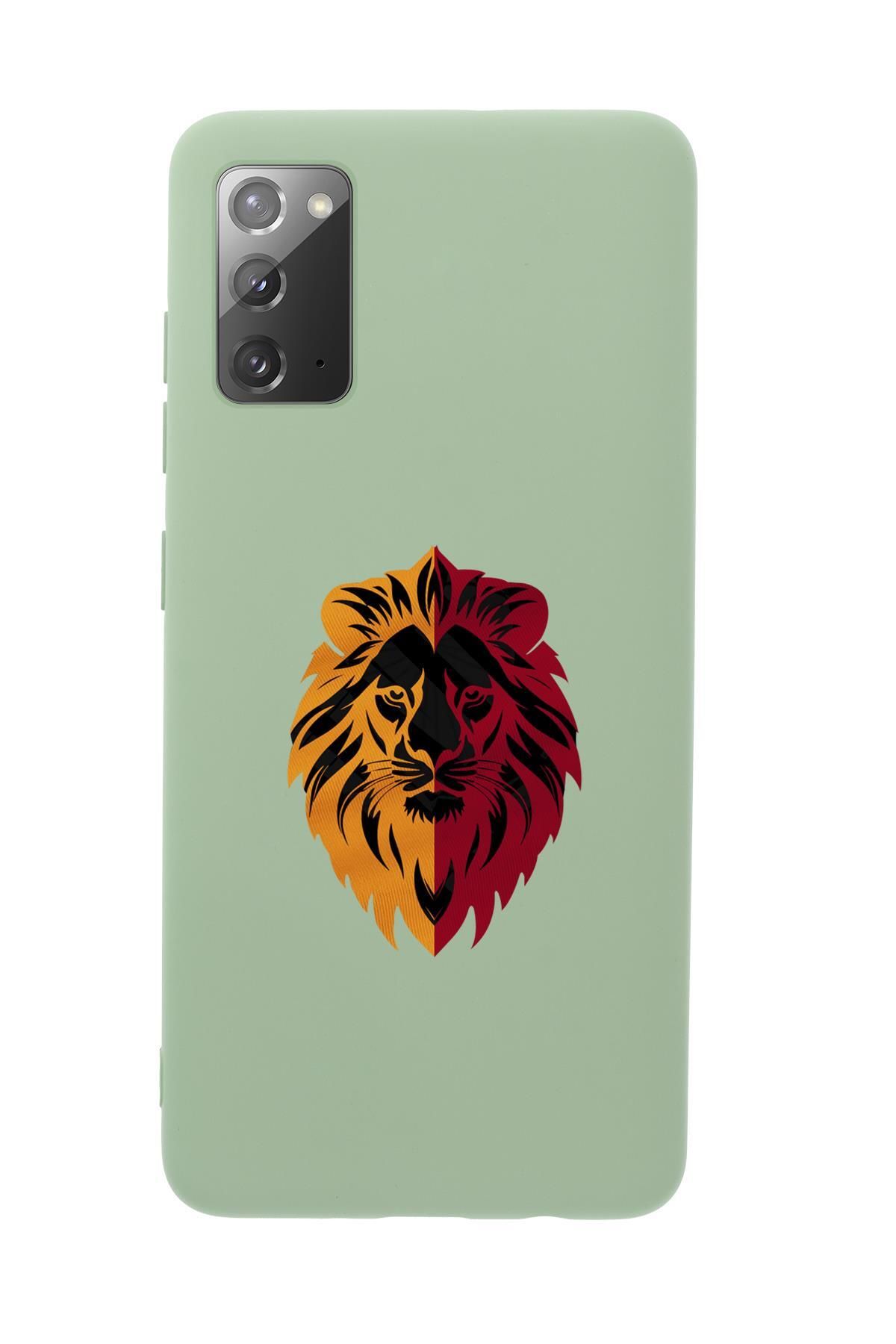 mooodcase Samsung Note 20 Uyumlu Sarı Kırmızı Aslan Desenli Premium Silikonlu Telefon Kılıfı