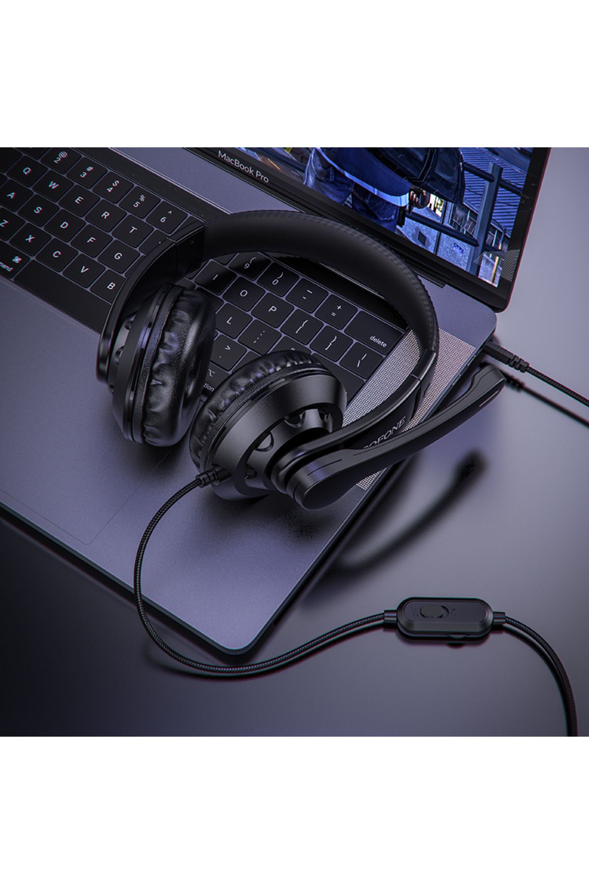 Borofone-Gaming Headset with Microphone Borofone with Immersive Sound and Extended Comfort 3.5 mm Jack Black 3