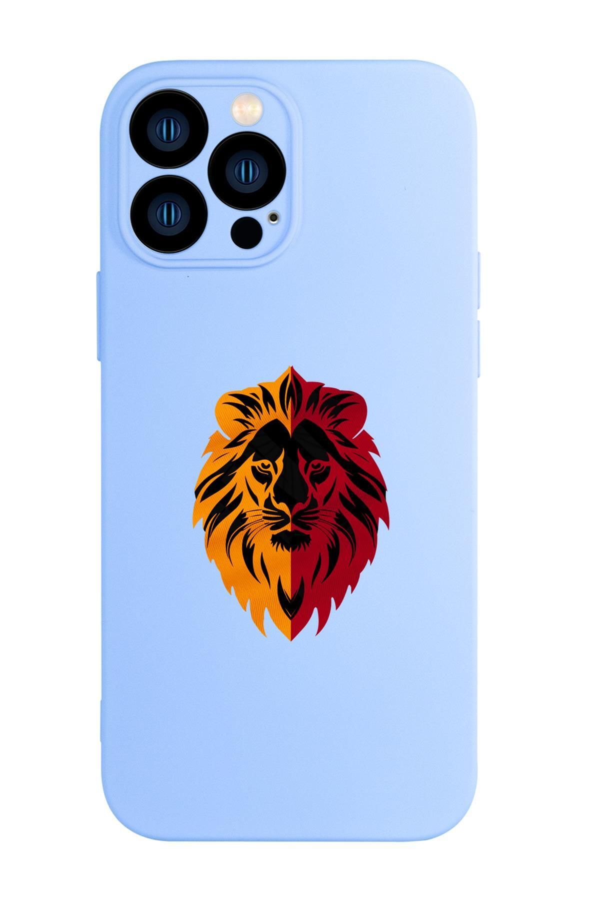 mooodcase iPhone 13 Pro Uyumlu Sarı Kırmızı Aslan Desenli Kamera Korumalı Premium Silikonlu Telefon Kılıfı
