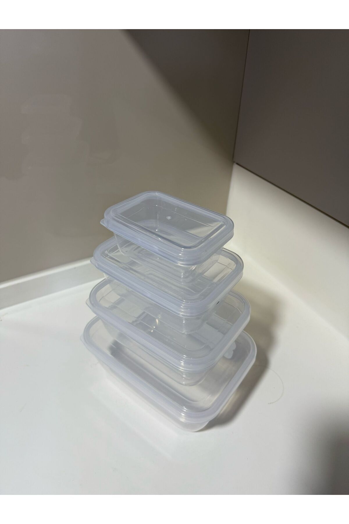 Tercih Home-Set of 4 Transparent Storage Containers Suitable for Microwave and Diffracted (2.3Lt+1.5Lt+0.9Lt+0.5Lt) 3