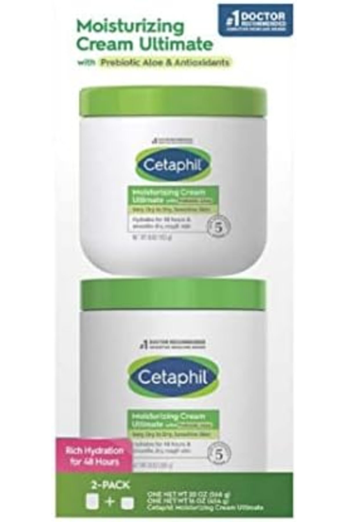 Cetaphil-Ultimate Hydration Cream with Prebiotic Extract, For Very Dry and Sensitive Skin, Two Packs 1