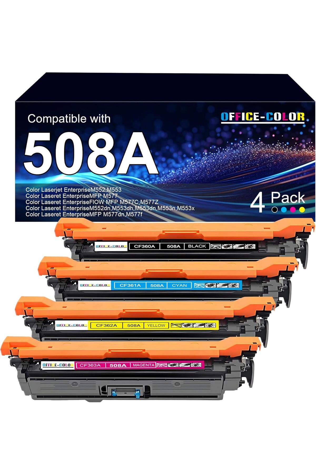 HP YA-DE TONER Color Laserjet M553,M552,Color MFP M577 Series Ink (Black,Cyan,Magenta,Yellow)