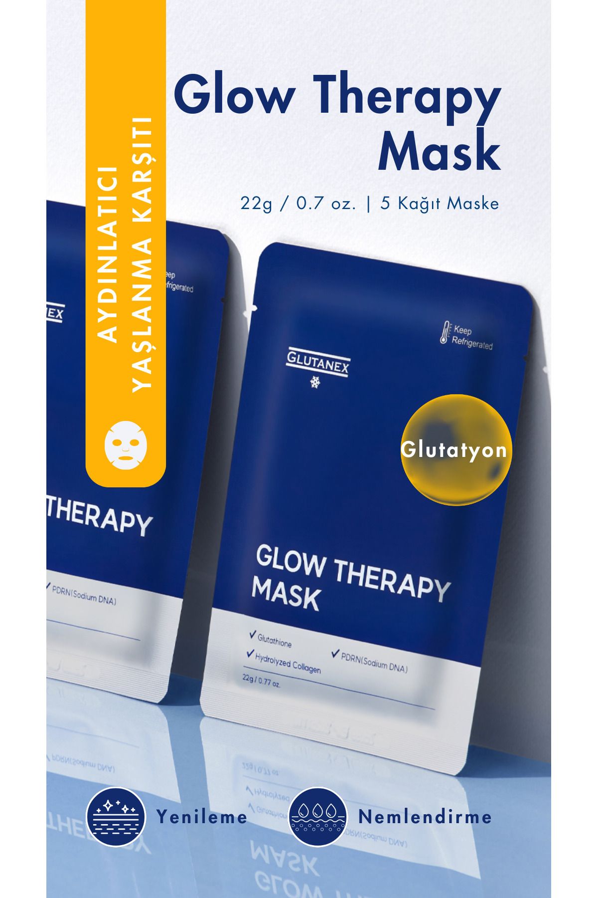 5 عدد ماسک گلو تراپی گلوتاتیون ترمیم کننده ضد پیری مطالب پیدرن GLUTANEX