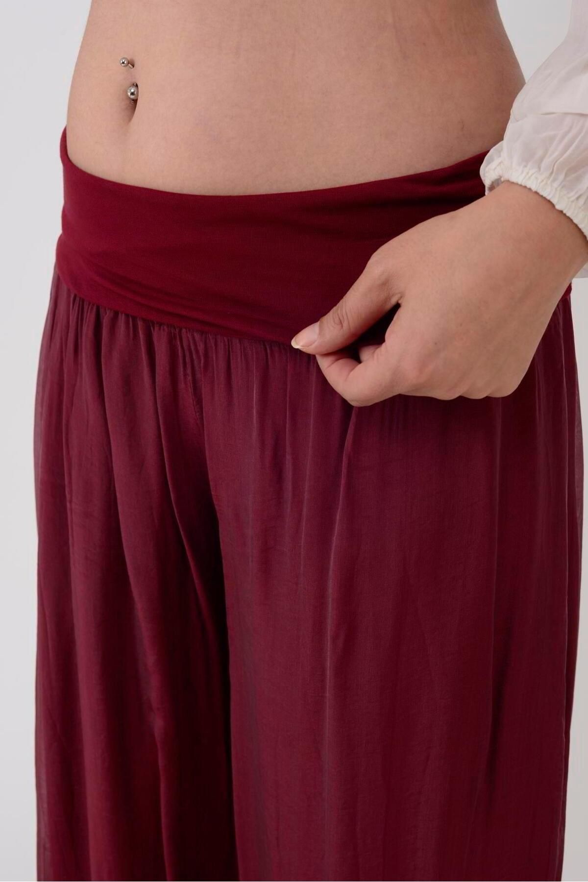 Hanımefendi Butik İtalyan İpek Pantolon - BORDO