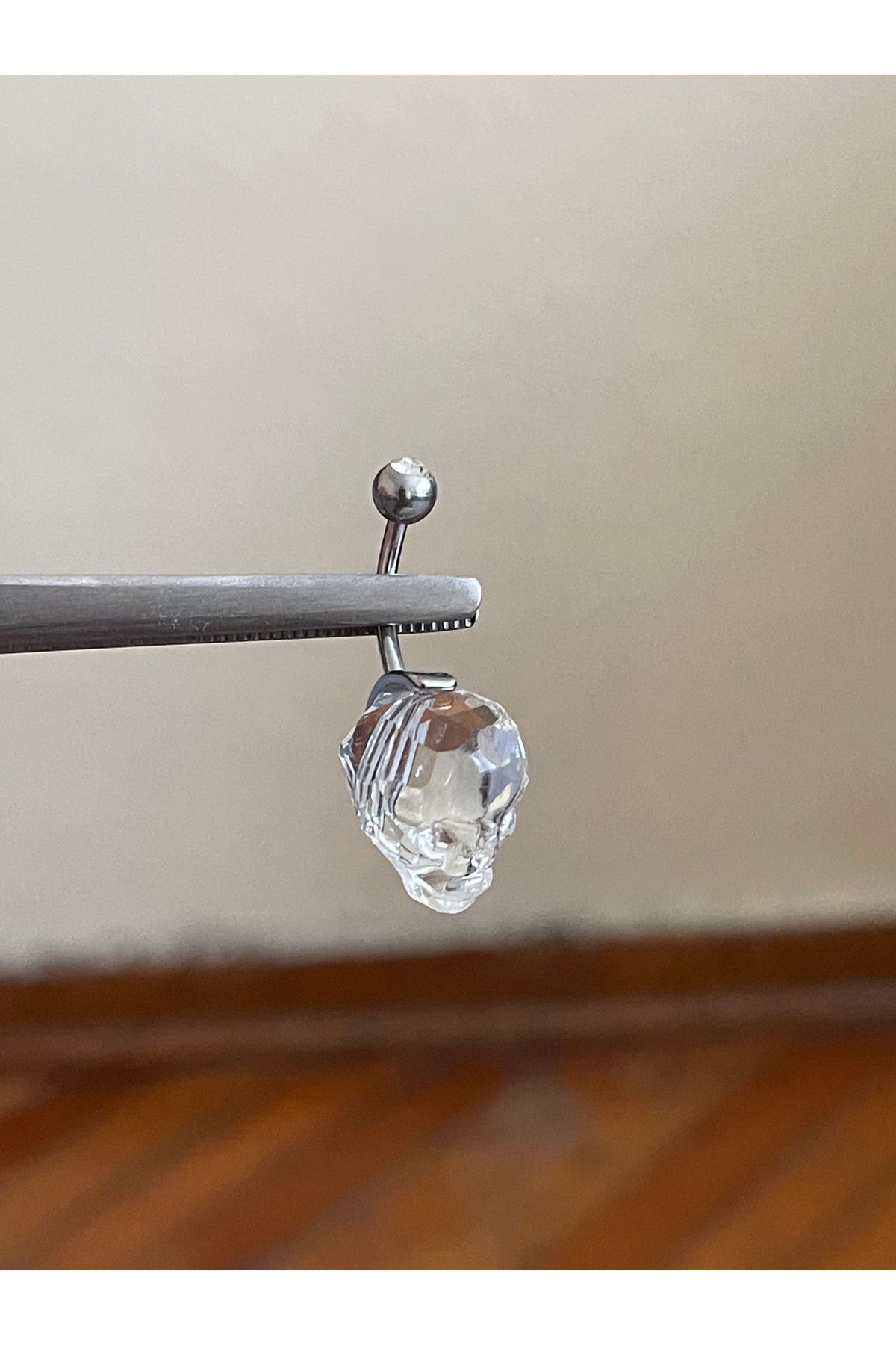 Rupen Kraft 316 L Cerrahi Çelik Kristal Kuru Kafa Piercing Göbek Piercingi