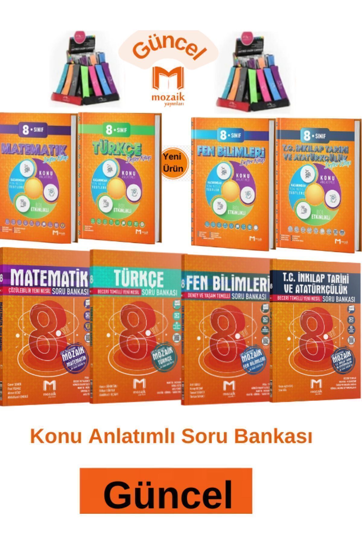 Marsis Yayınları Mozaik 8.Sınıf Tüm Dersler(M-T-F-İ)Konu Anlatım Etkinlikli Defter Kitap-Soru Bankası Seti+Kalemlik