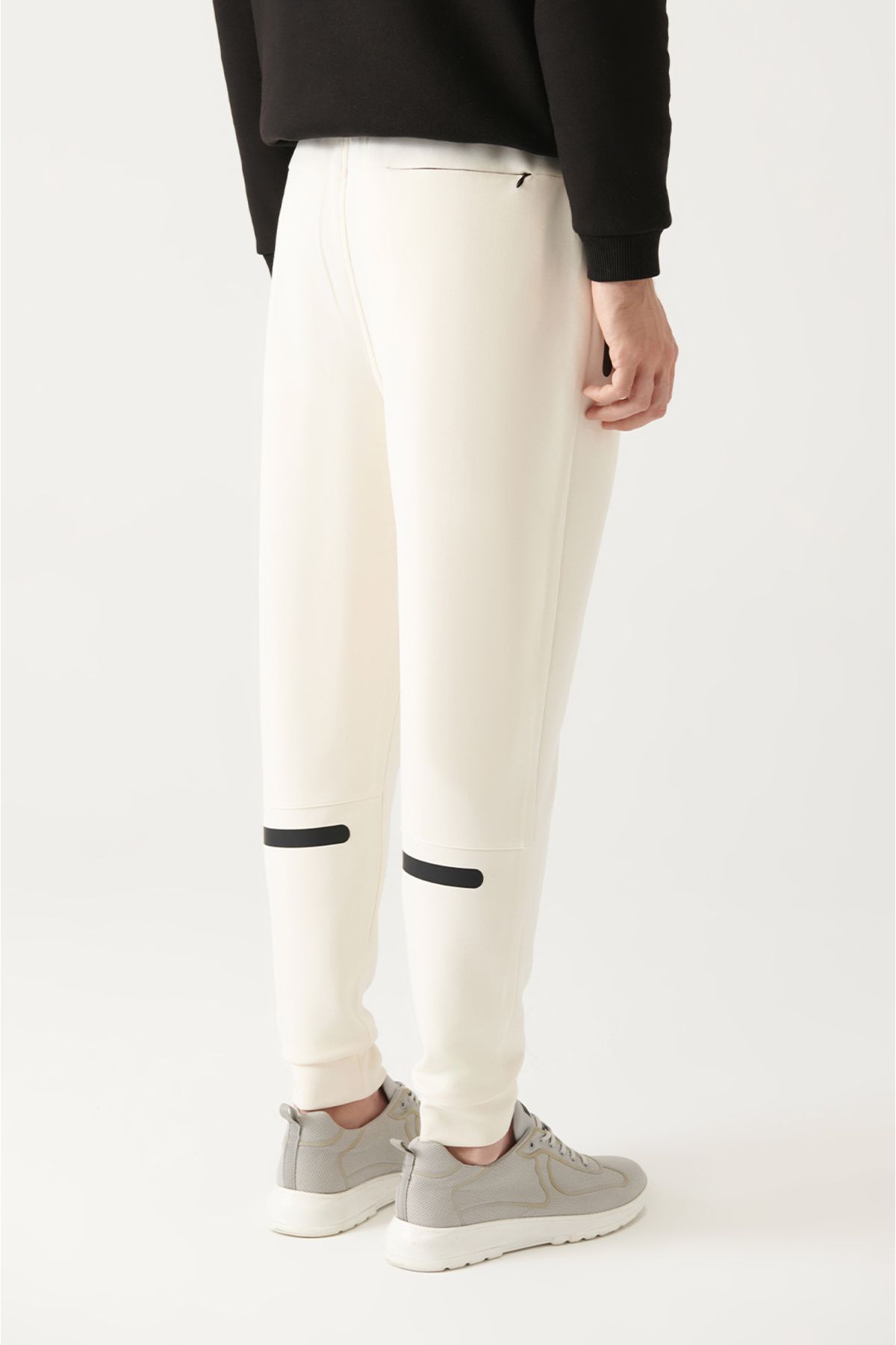 Avva-Pantaloni de trening pentru bărbați Ecru - Soft Touch, talie cu șireturi, buzunare laterale și picior elastic A31y3404 5