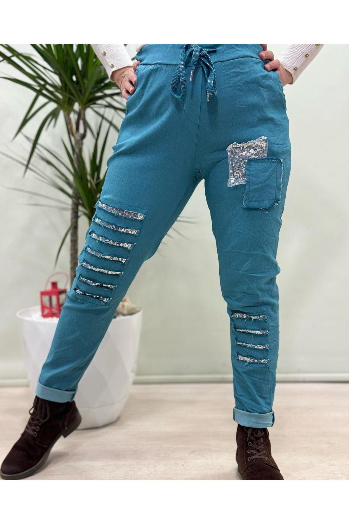Hanımefendi Butik İtalyan Likralı Pantolon - MİNT YEŞİL