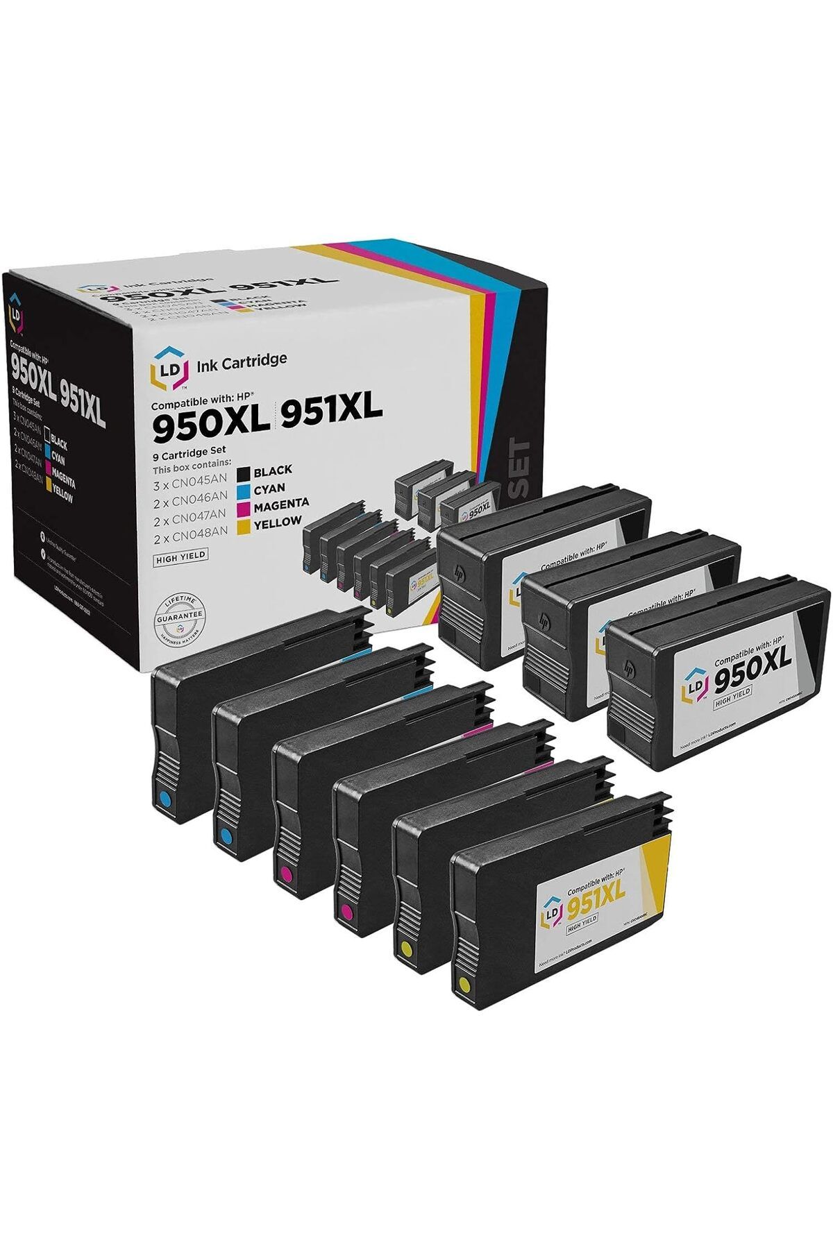 HP BEYAZ KUTU MUADİL 8600 8610 8615 8616 8620 8625 8630 (3 Black, 2 Cyan, 2 Magenta, 2 Yellow, 9ADET
