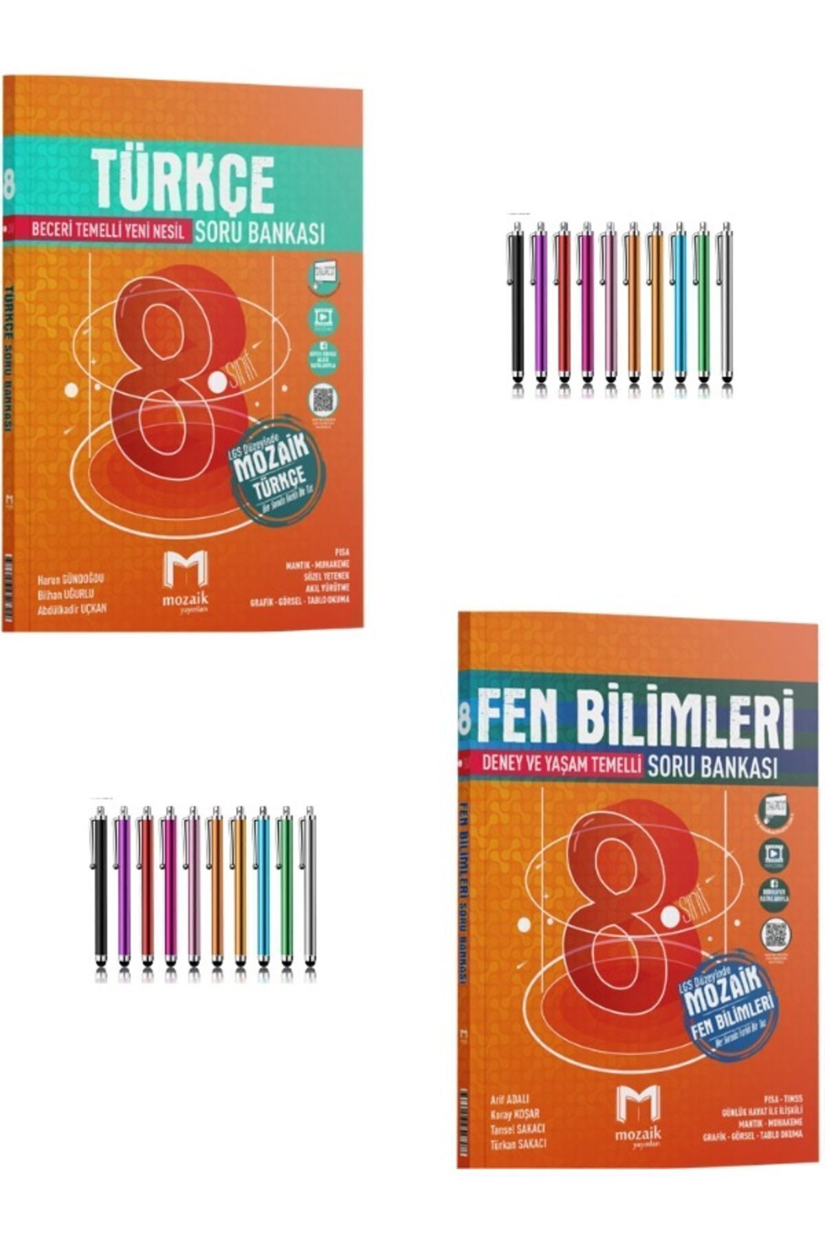 Marsis Yayınları Mozaik Müfredat 8.Sınıf Türkçe-Fen Soru Bankası Seti+Dokunmatik Kalem