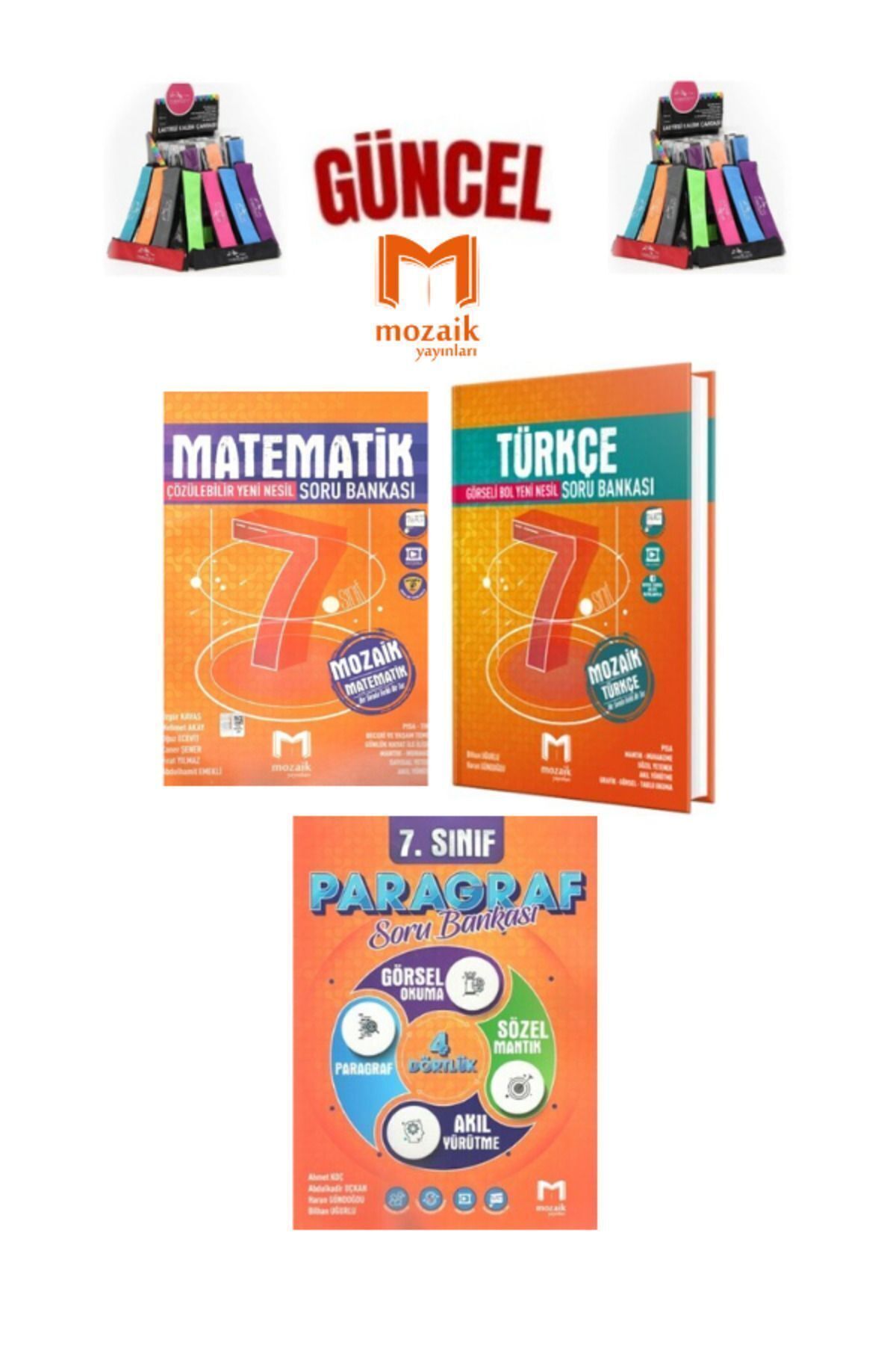 Marsis Yayınları Mozaik 7.Sınıf Matematik-Türkçe-Paragraf Video Çözümlü Soru Bankası Seti+Kalemlik