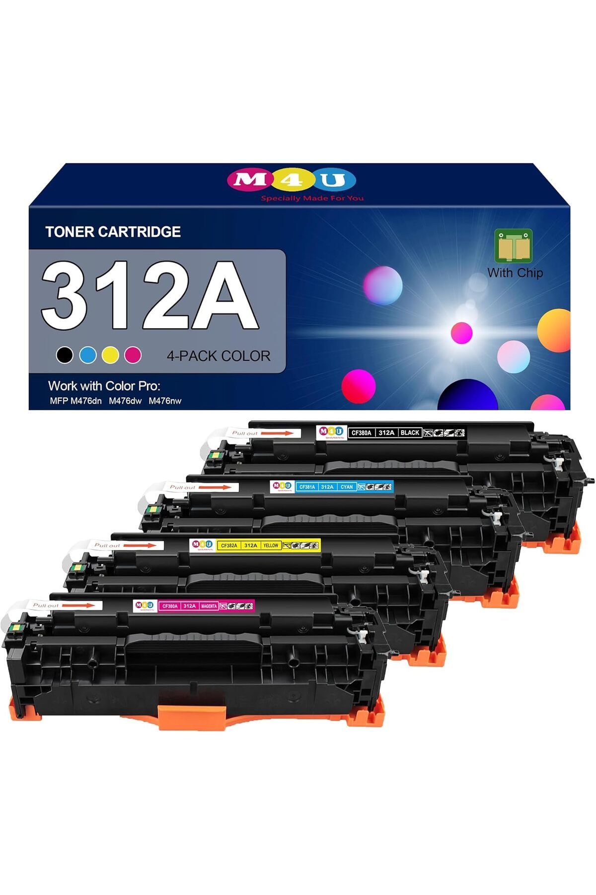 HP YA-DE TONER 312A Toner Color MFP M476 Series M476dn M476dw M476nw (Black, Cyan, Magenta, Yellow)