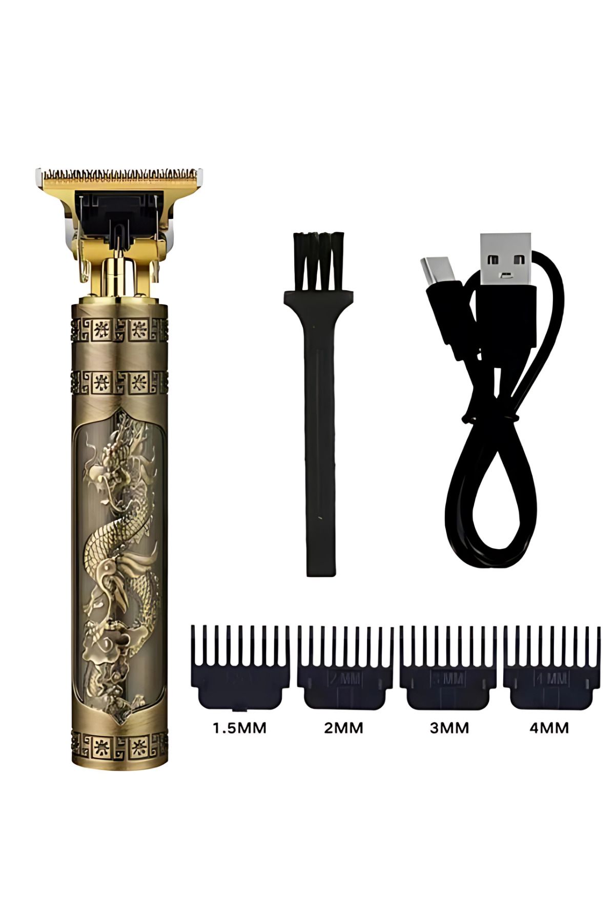 Go İthalat Tıraş Makinesi Seti | USB Şarjlı Saç Sakal Tüm Vücut Manuel 4 Başlıklı Makina Tıraş Makinesi