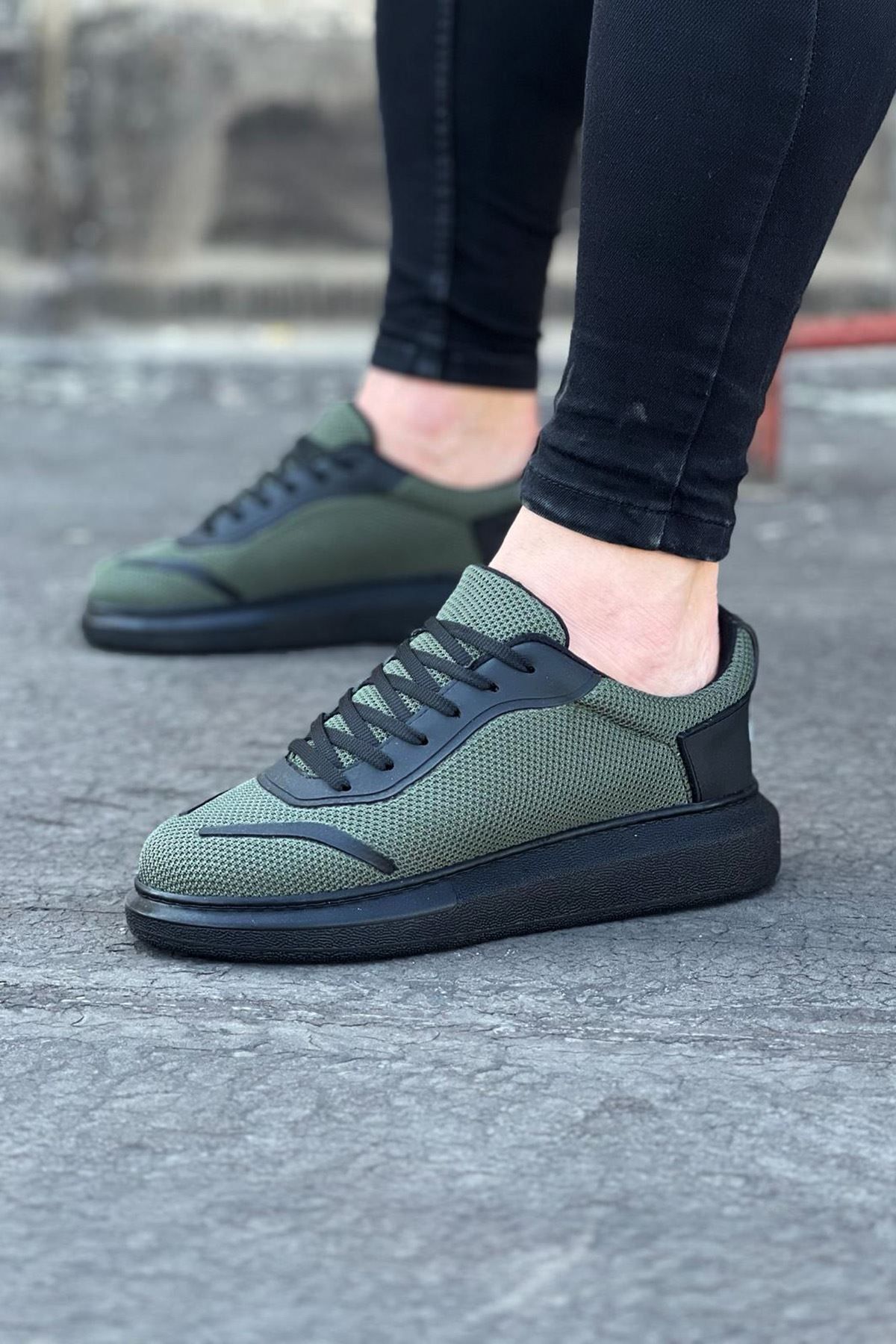 35AVM WG019 Haki Triko Erkek Casual Ayakkabı