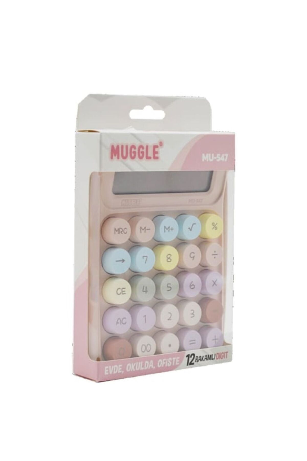 Saten MUGGLE MU-547 Masaüstü 12 Haneli Pilli Hesap Makinesi Pembe