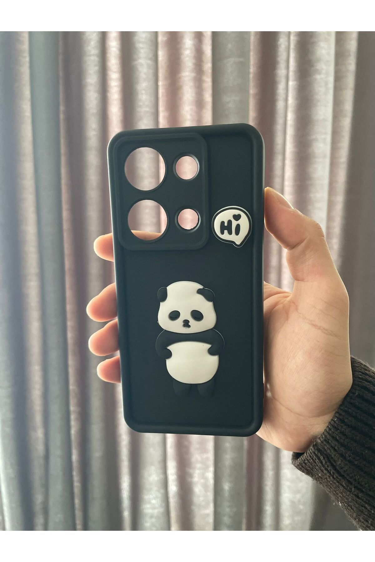 tak pratik Xiaomi Redmi Note 13 Pro 4G Panda Desenli silikon telefon kılıfı