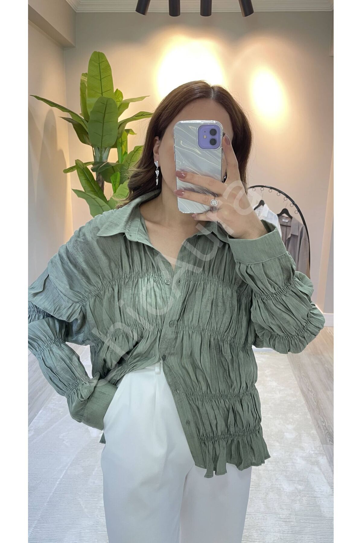 ChicAura Green Pop Gipeli Gömlek