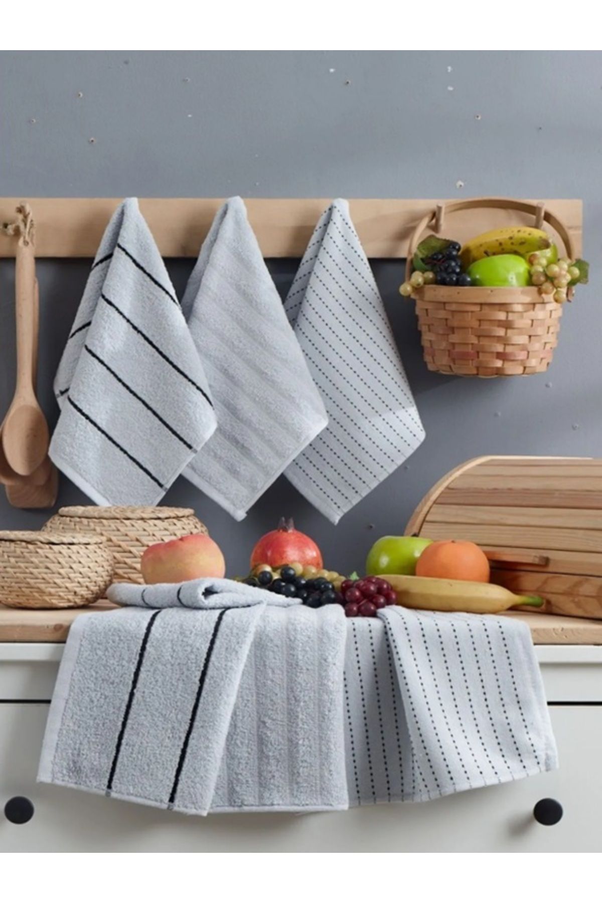 berberler Mutfak Havlusu 6'lı 30x50 Cm Açık Gri