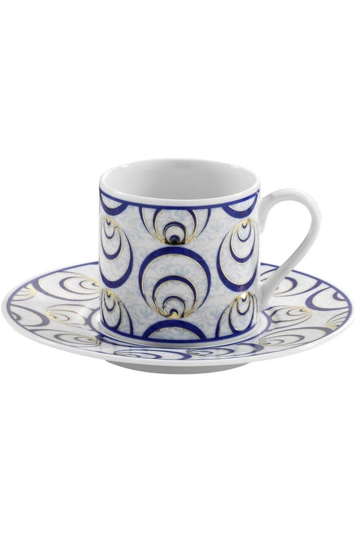 STOREMAX daiviolastore Porselen Çintemani 9726 Çok Renkli 6 Kişilik 12 Parça Kahve Fincan Takımı, 90 ml