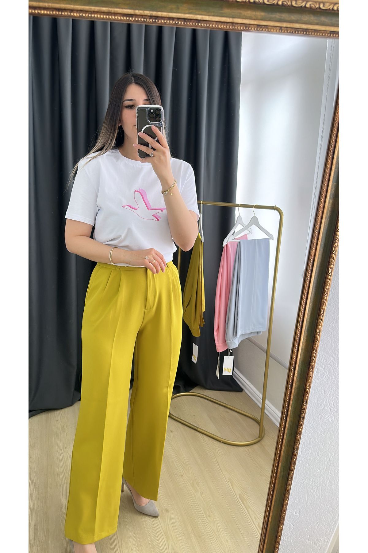 Butik Yağ yeşili Palazzo pantalon