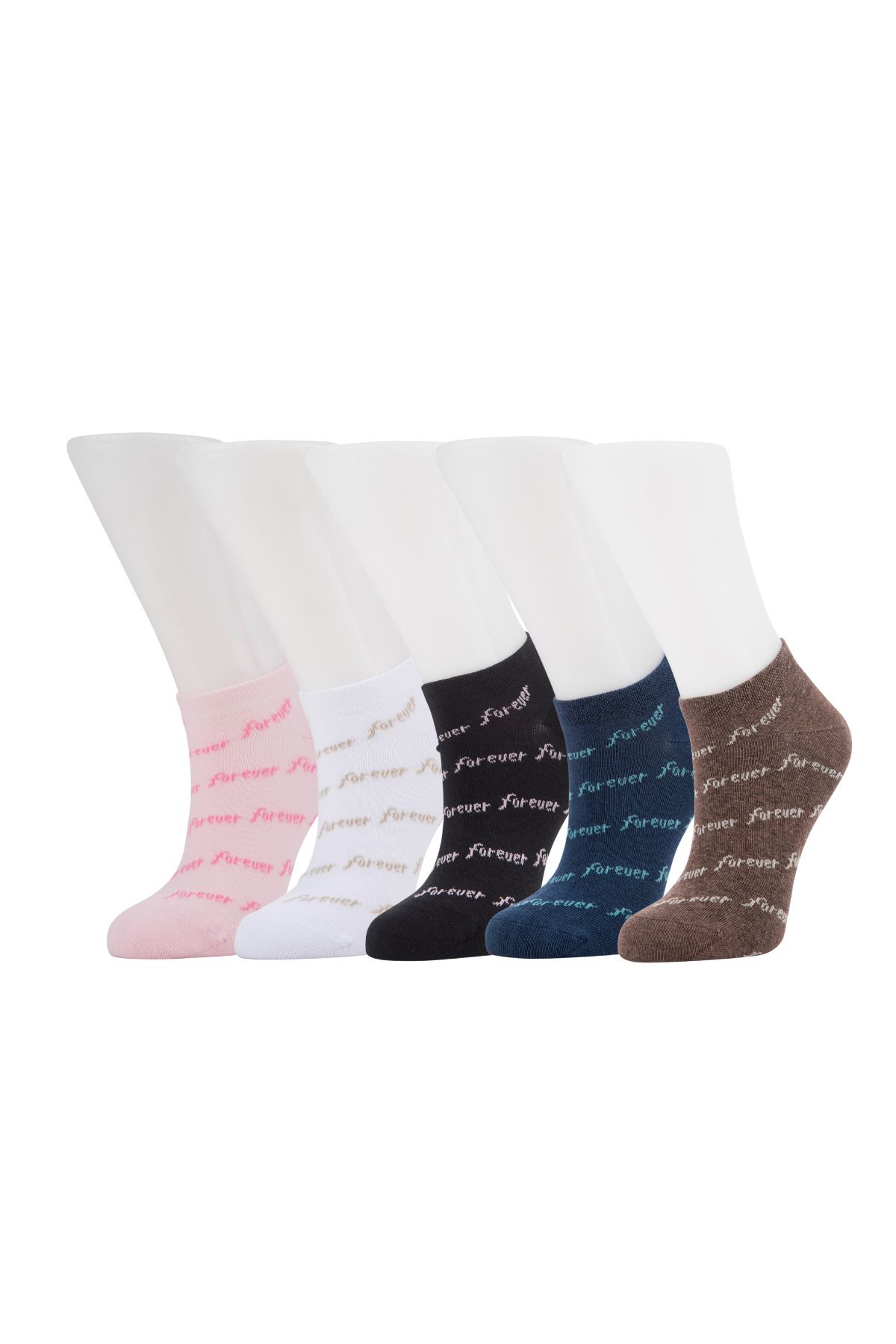 Moyra Socks 5'li Yazı Desen Pamuk Kadın Patik Çorap