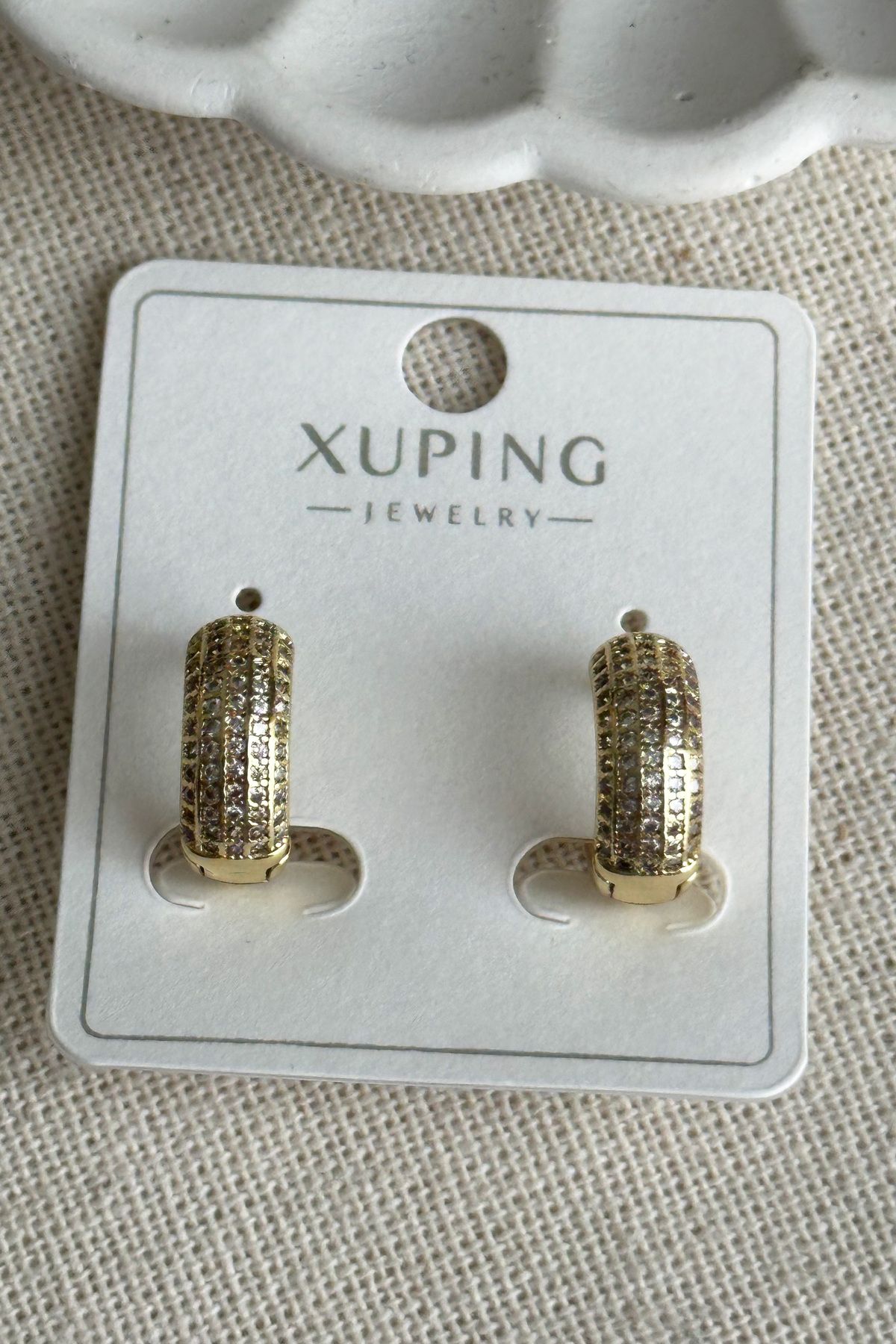 Modacaprea Xuping 14 K Mini Halka Taşlı Küpe Kadın Küpe Kadın Kararmaz Xuping Küpe