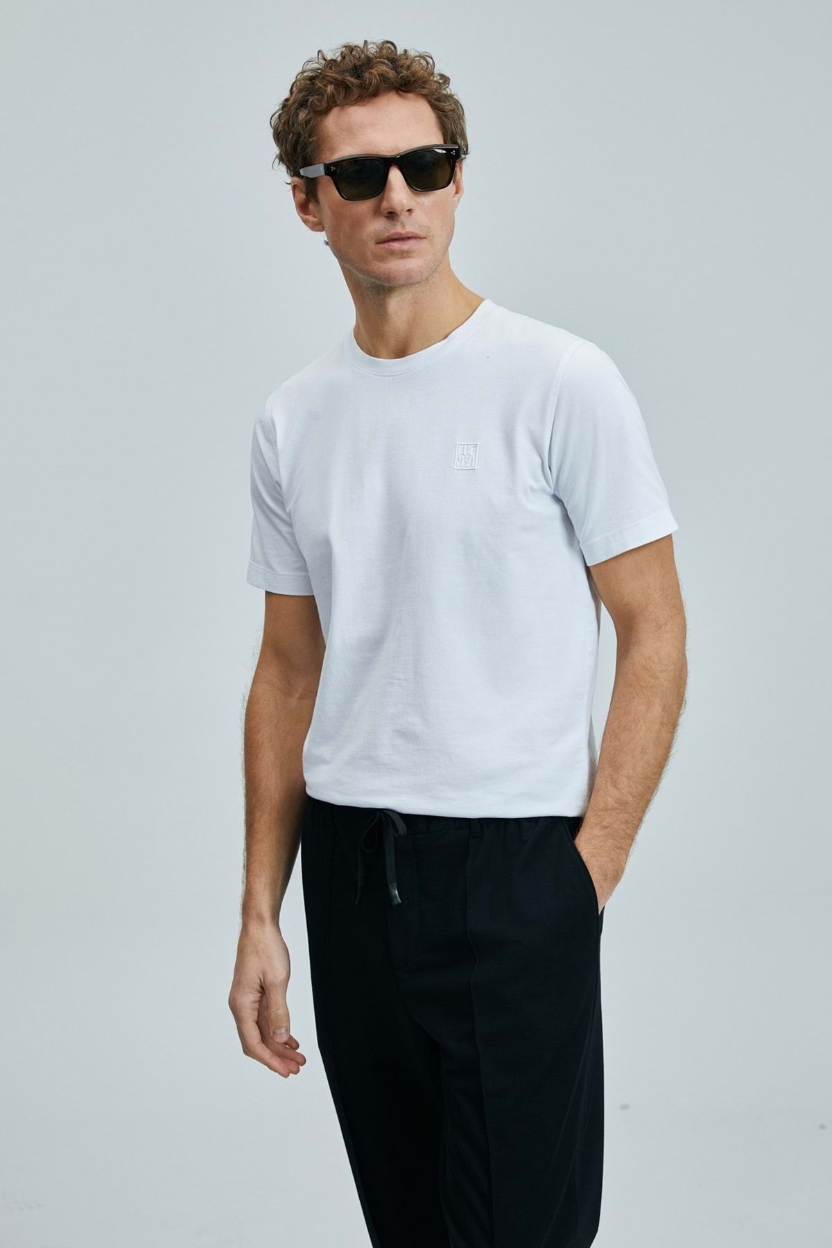 Lufian 111020265 Pablo Modern Grafik T- Shirt Erkek T-Shirt BEYAZ