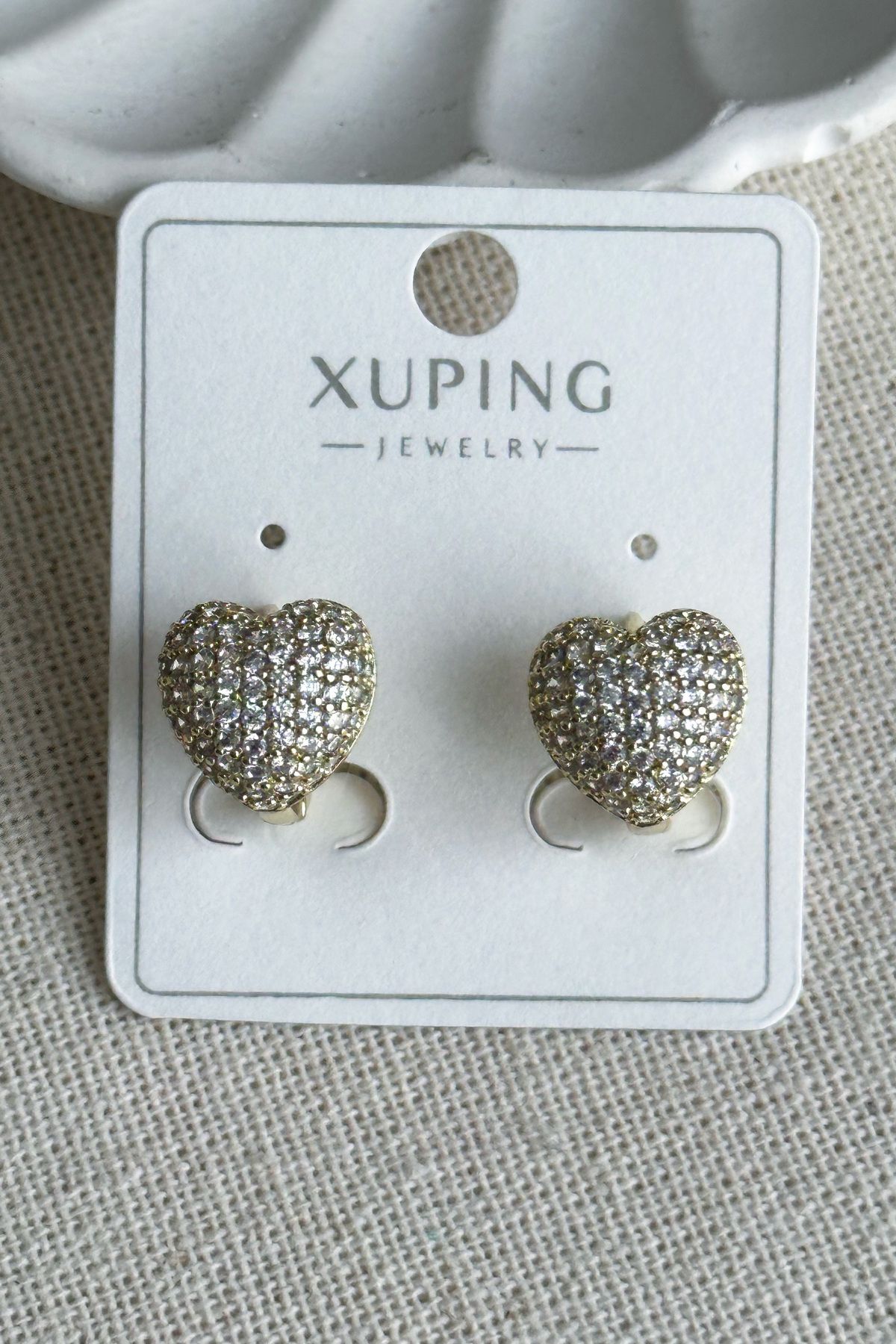 Modacaprea Xuping 14 K Taşlı Kalp Küpe Kadın Küpe Kadın Kararmaz Xuping Küpe