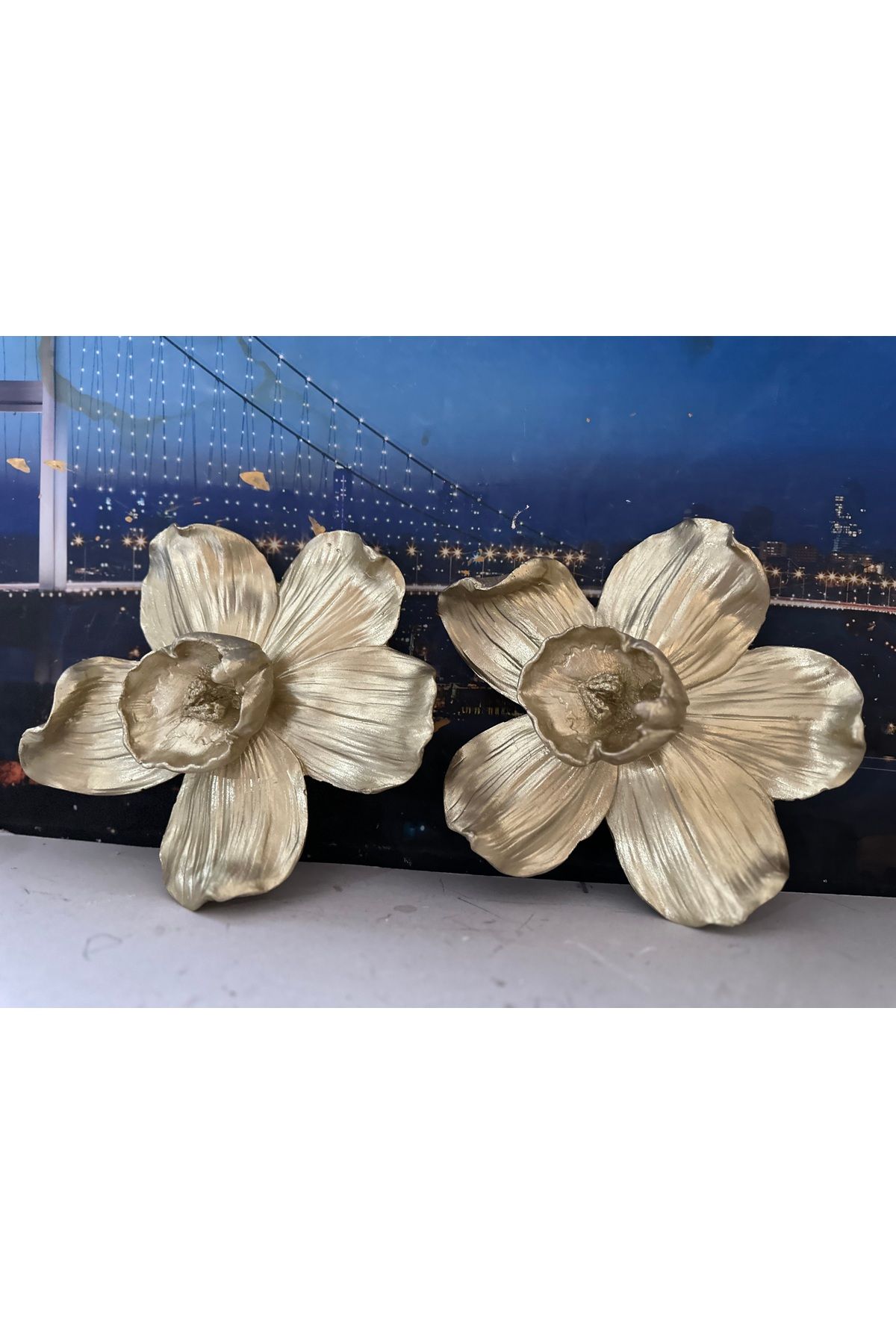 busraconcept Orkide duvar çiçek dekoratif duvar süs 2li set 21x21cm