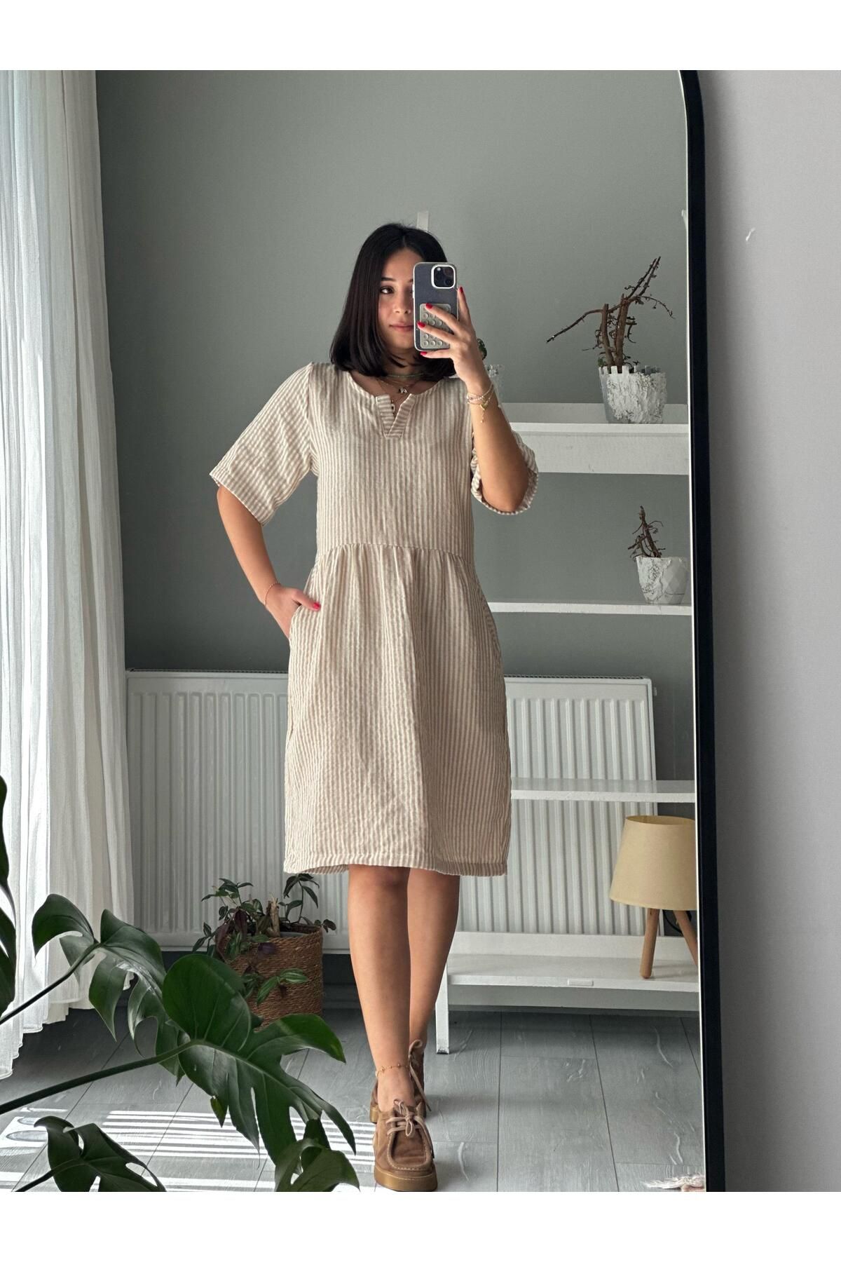 Sultana Collection BEL BÜZGÜLÜ YAN CEP DETAYLI ELBİSE
