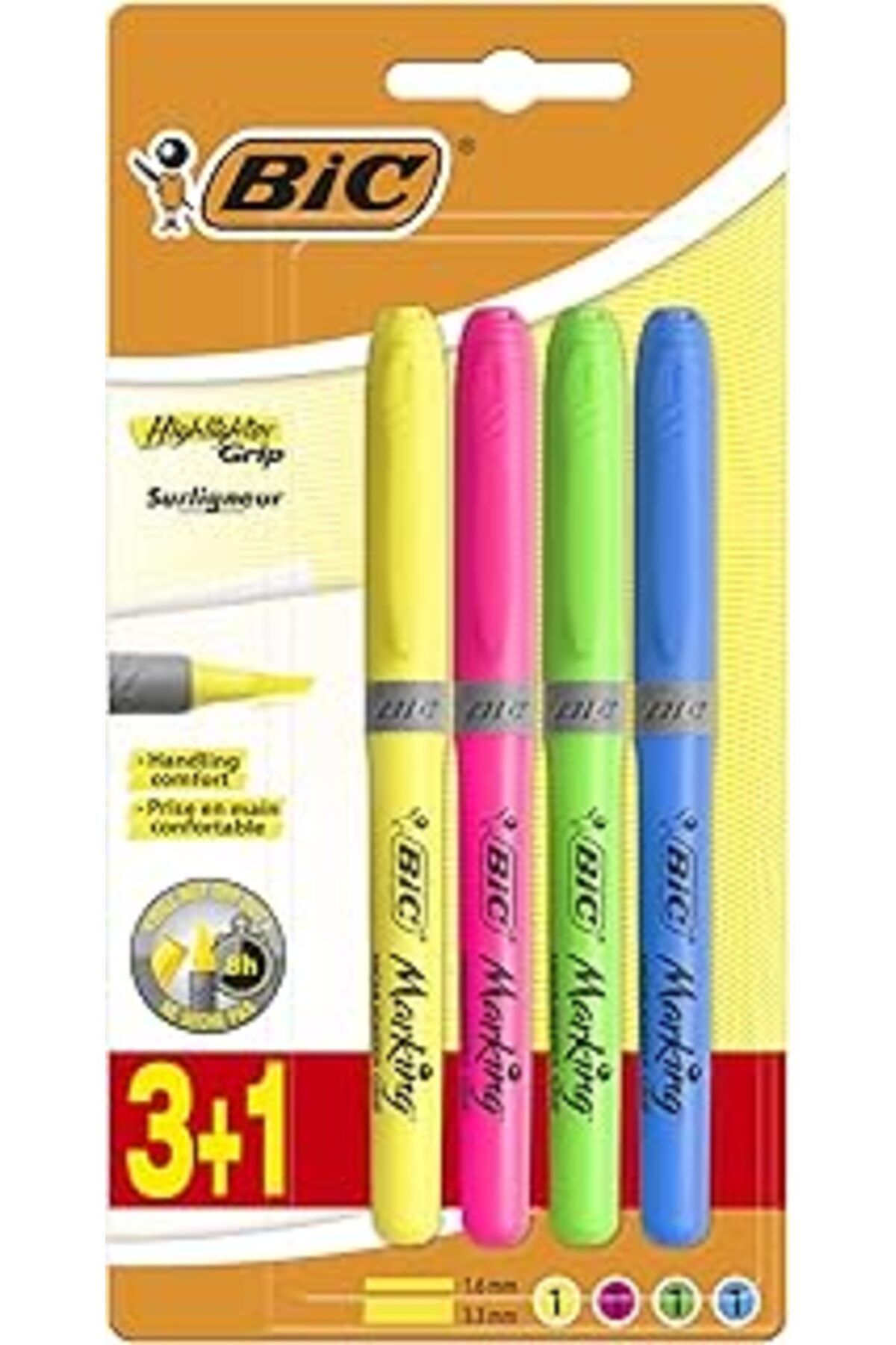 Mu Art Ahşap Marking Highlighter Fosforlu Kalem Karışık Renk 3+1'Li Blister
