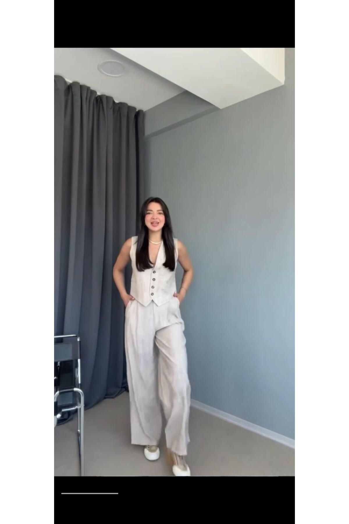 B1butik VİYANA SİYAH YELEK PANTOLON TAKIM