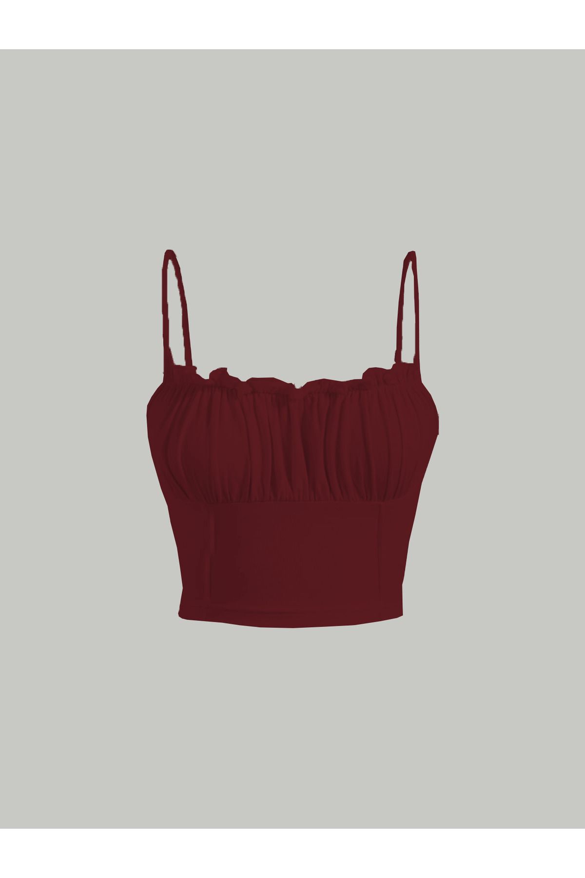 WEEST MODA bordo MOD kivrimli gögüs firfirli kesim yaz biye askili üst crop