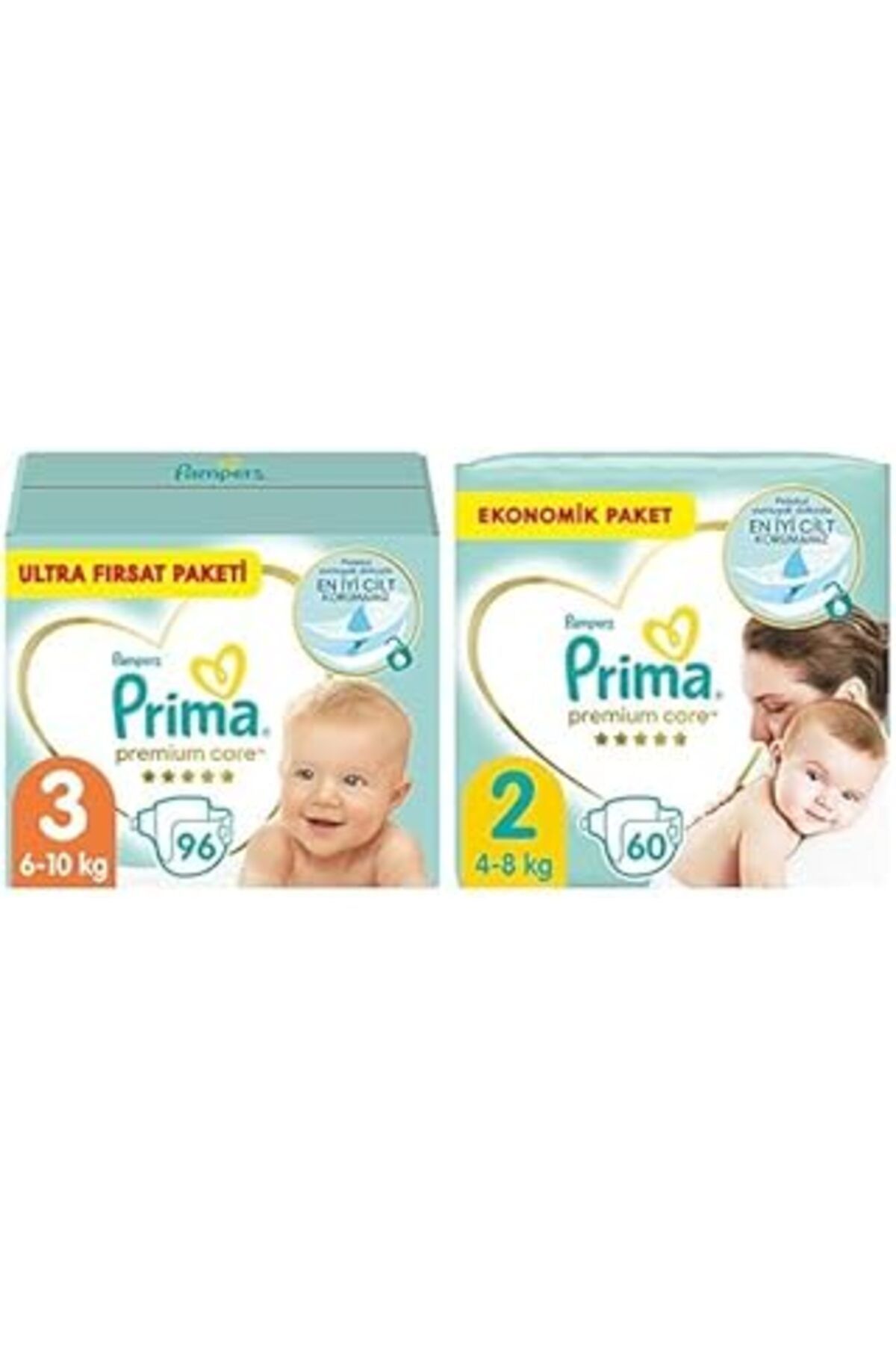 Genel Markalar Bebek Bezi Premium Care 3 Beden 96 Adet Ultra Fırsat Paketi & Bebek Bezi Premium Care 2 Beden 60 Ad