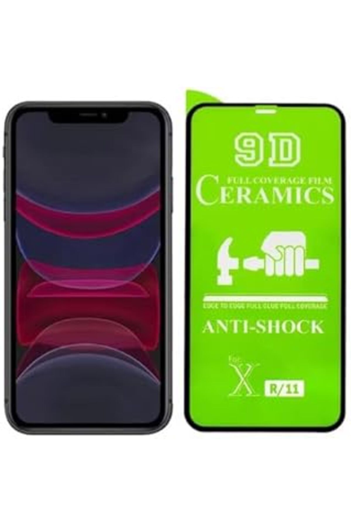 Pazarcan Apple Iphone 11 Için Parlak Seramik Esnek Nano Ekran Koruyucu Film 9D 9H Siyah Çerçeveli Ekran Koru