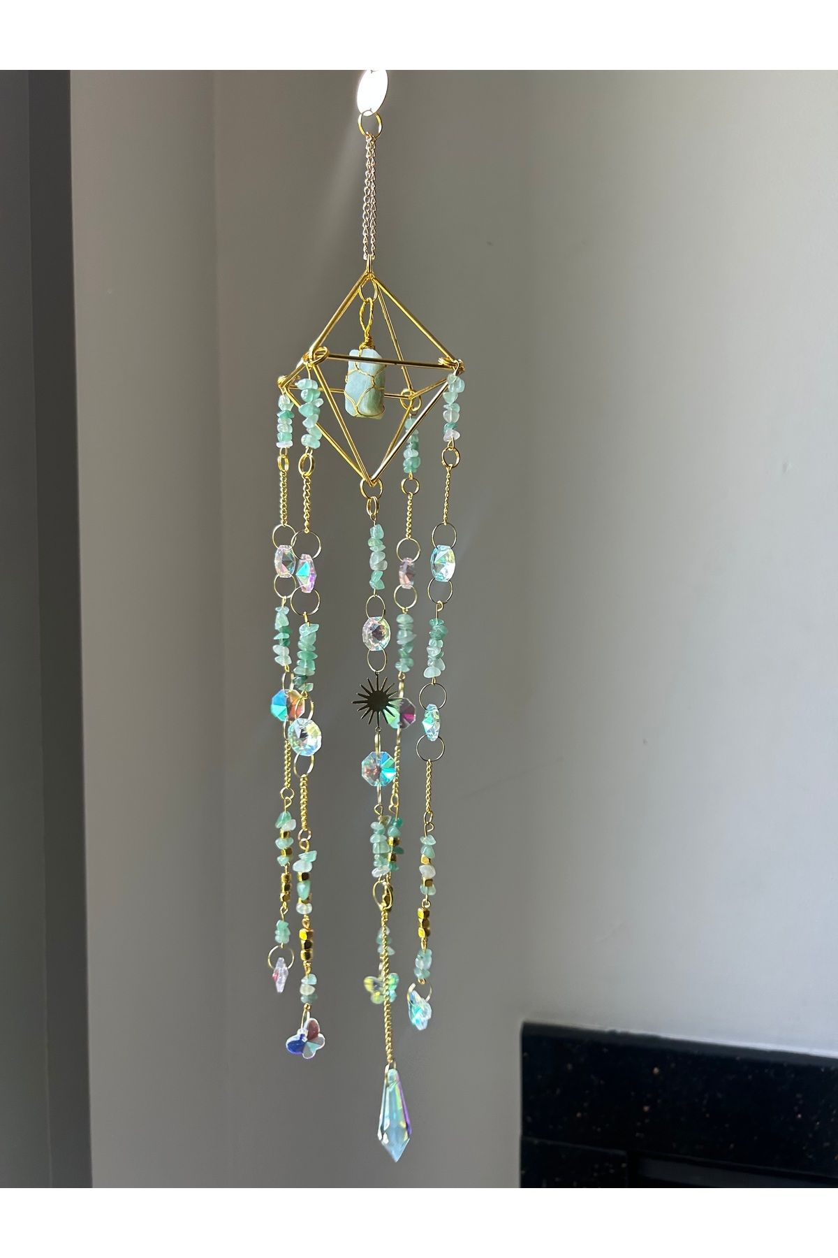 solmyst atelier Aventurin Sun Catcher 7 - Güneş Tutucu, Güneş Yakalayıcı, Doğal Taşlı, El Yapımı