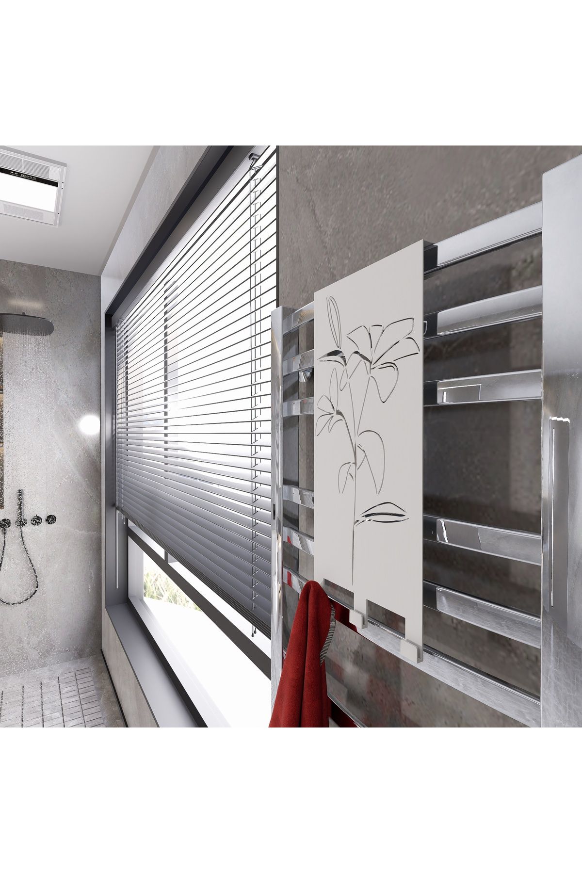 WOCHMANN Zambak Çiçeği Desenli Banyo Havlu Askılığı