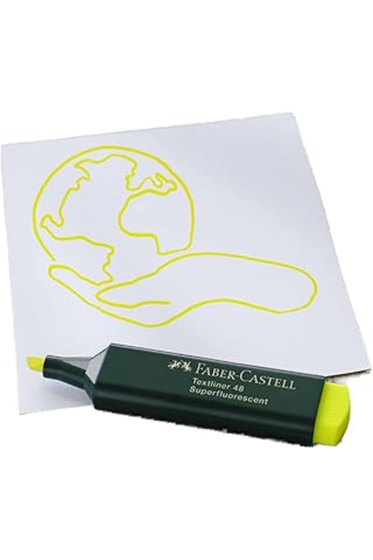 NETWORK ART Faber-Castell 154807 - Fosforlu Kalem 48 Sarı, Doldurulabilir, Textliner Superfluorescent, 10 Adet