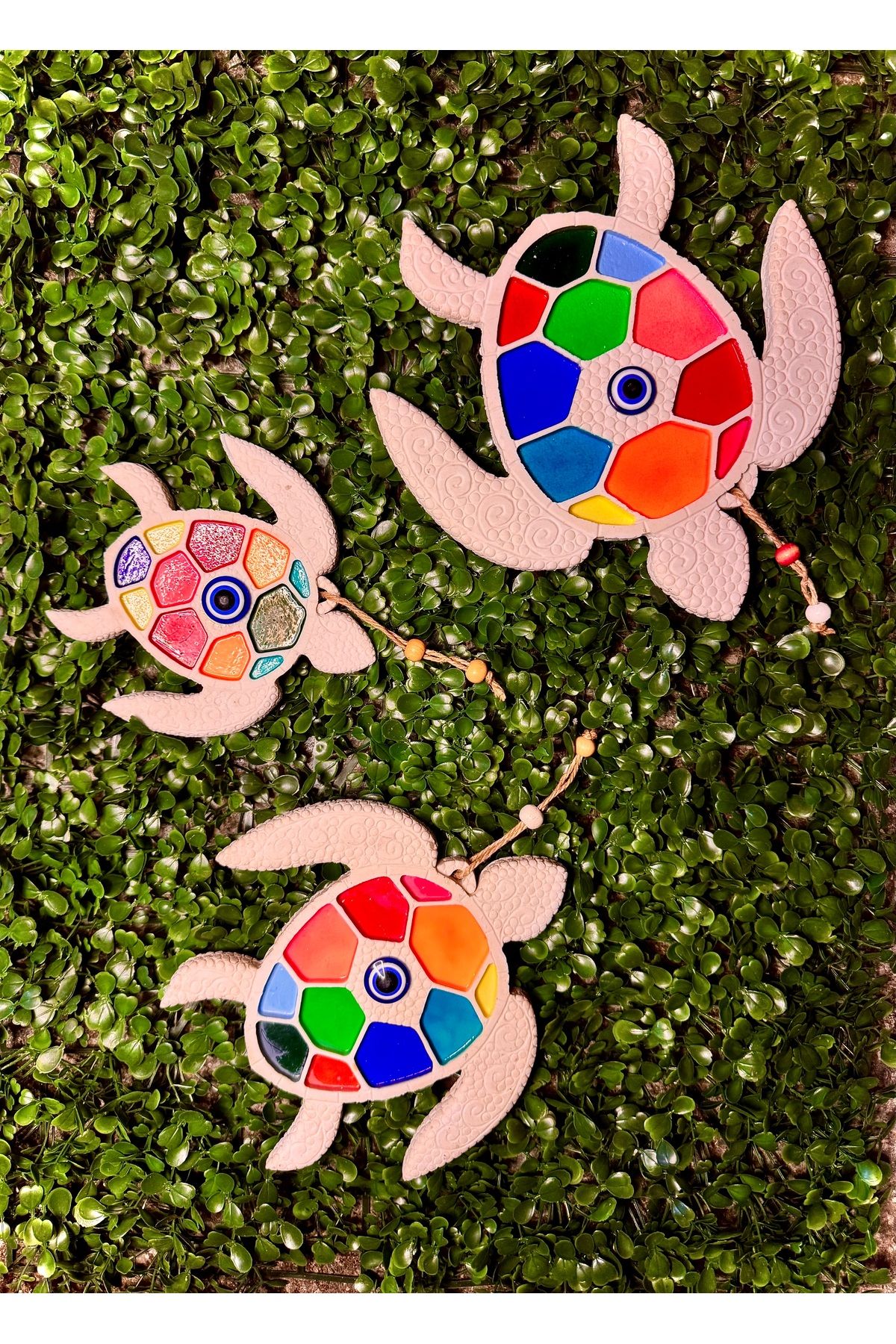 Lina Art hediyelik Caretta Caretta 3 Lü Koruyucu ve Bereket Sembolü , Dekoratif Duvar Süsü