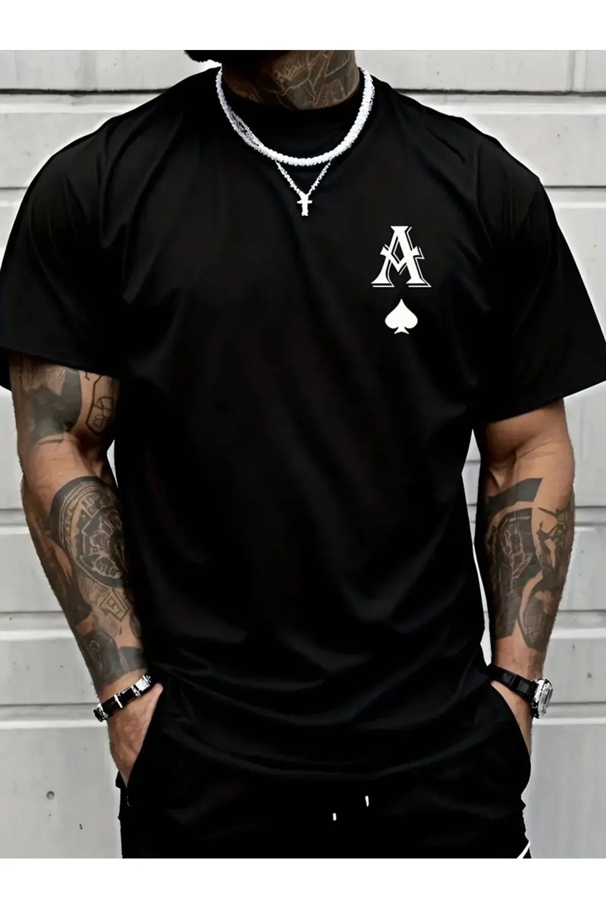 İnazuma Outdoors İnazuma Unisex Oversize Baskılı Pamuklu Bisiklet Yaka Kısa Kollu SİYAH T-shirt