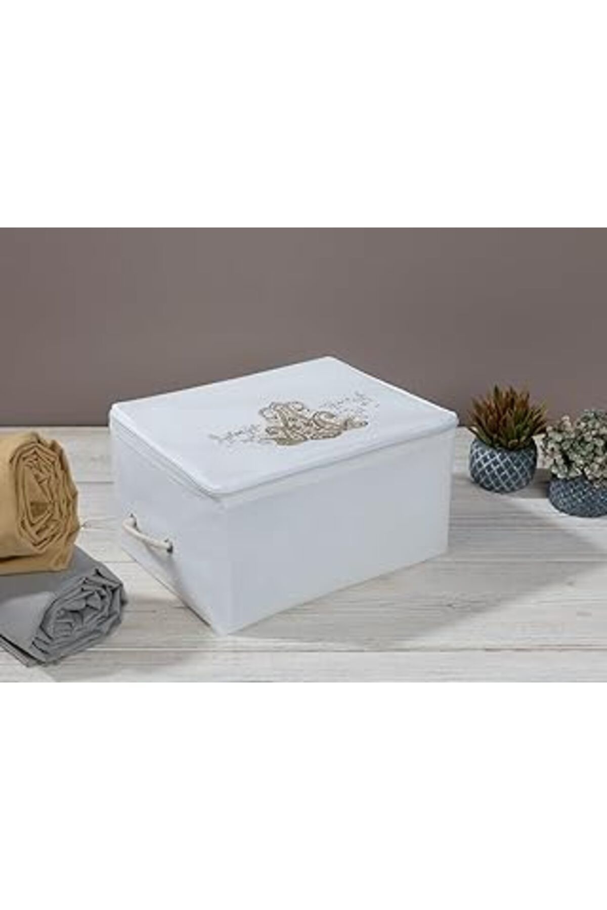 Pazarcan English Home Lace Damask Hurç 30x22x18 Cm Beyaz