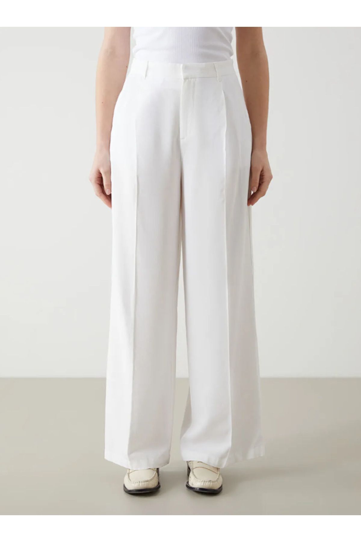 LC Waikiki XSIDE Beyaz Kadın Pantolon Loose Fit Geniş Paça