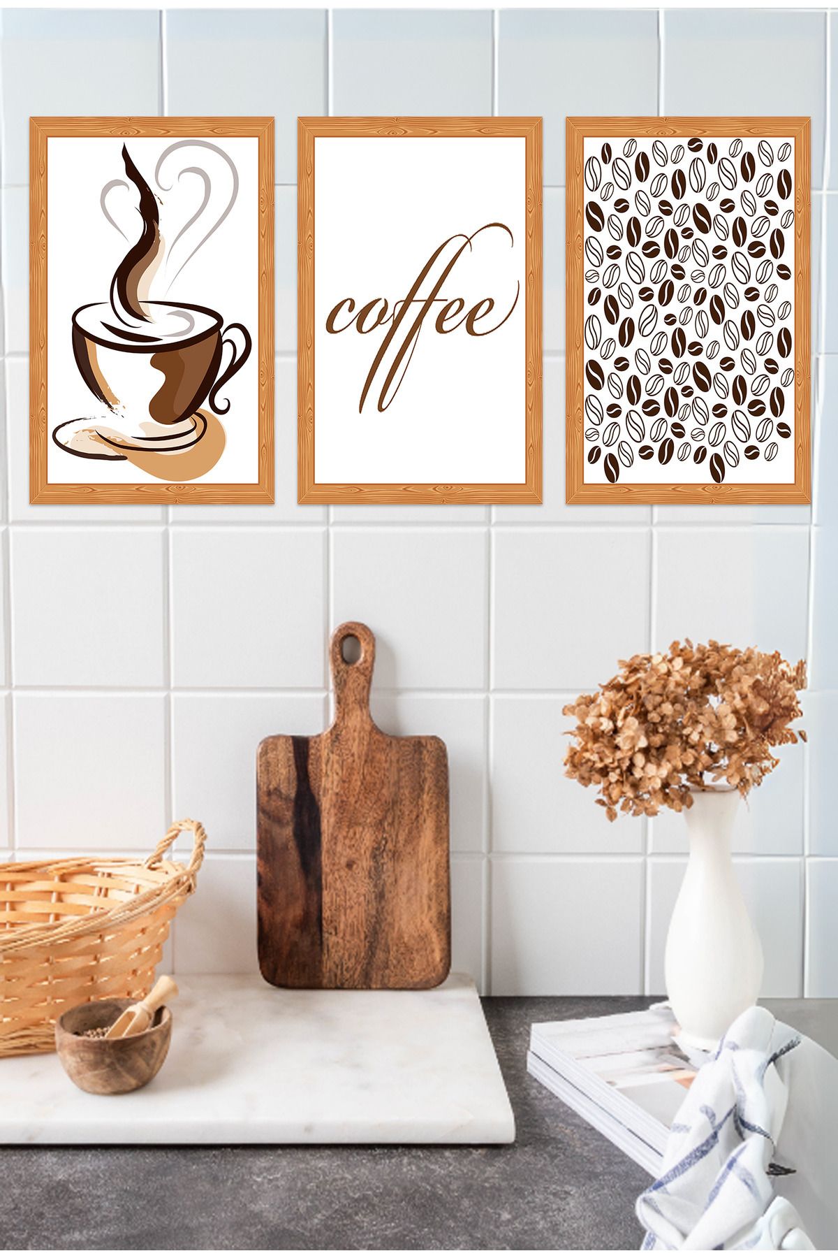 dekor artı Çerçeve Görünümlü 3 Parça Coffee Tablo Seti